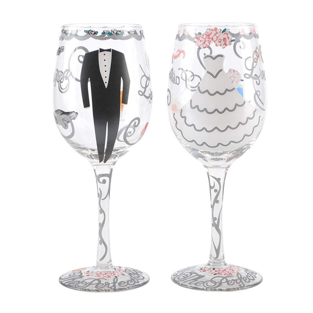 HUANSUN Wedding Crystal Glass Ornament Set - Elegant Red Wine Goblets & Champagne Flutes for Bridal Showers, Receptions, Anniversary Celebrations - Perfect Wedding Centerpiece Decor