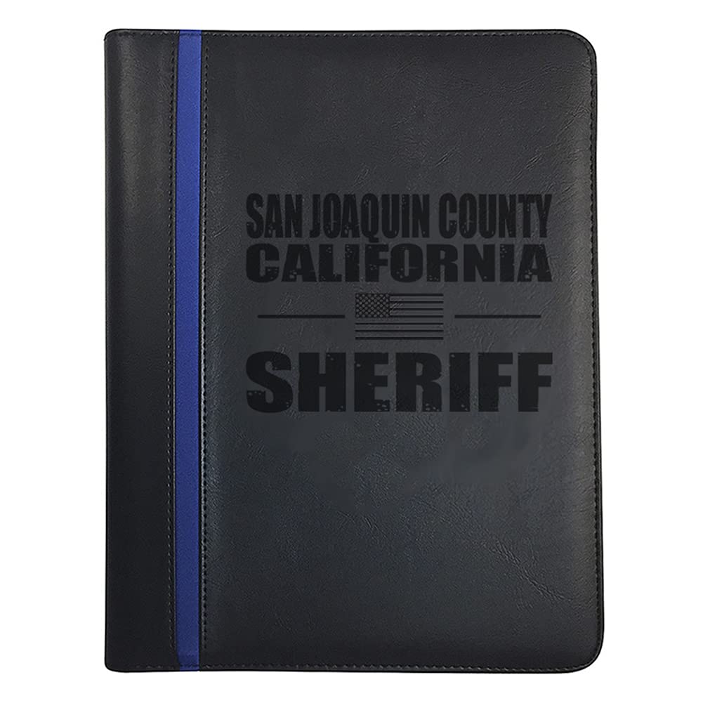 California San Joaquin County Deputy Sheriff Padfolio - Thin Blue Line Portfolio with Prayer Print, 3 Police Laptop Stickers & Car Magnet | Perfect for Law Enforcement Professionals, Police Officers & First Responders