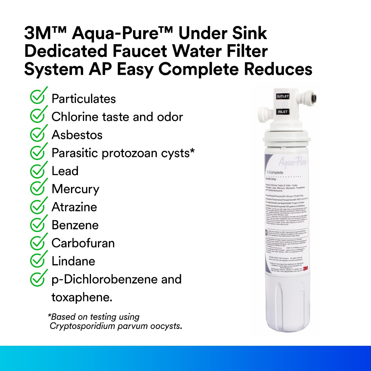 3M Aqua-Pure AP Easy Complete Under Sink Water Filter System - Removes Lead, Mercury, Asbestos, Microplastics, Parasitic Cysts & VOCs - Includes Faucet - Perfect for Kitchen, RV & Emergency Water Purification