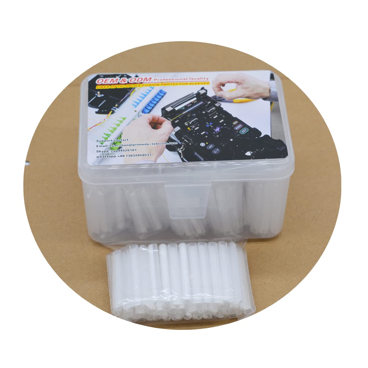 High-Quality 40mm Ribbon Mass Fiber Optic Fusion Splice Protection Sleeve | Preshrunk Design with Single Ceramic Strength Member | Holds Up to 12 Fibers | Includes 350pcs Box | Ideal for Data Centers, Telecom Networks & Fiber Optic Cable Repair
