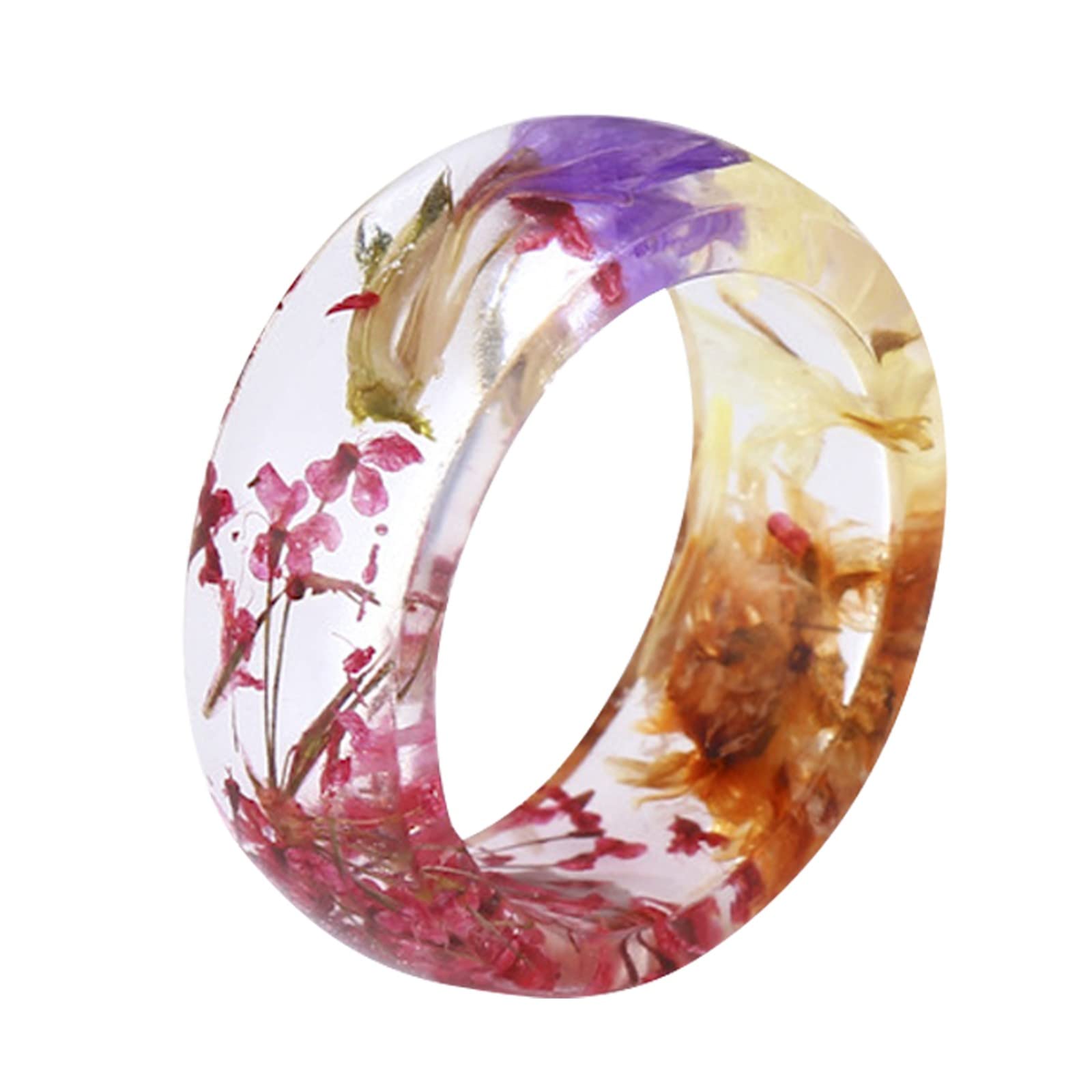 Elegant Flower Resin Rings Set - Fashion Jewelry Gift for Women & Men - Perfect for Weddings, Anniversaries & Special Occasions