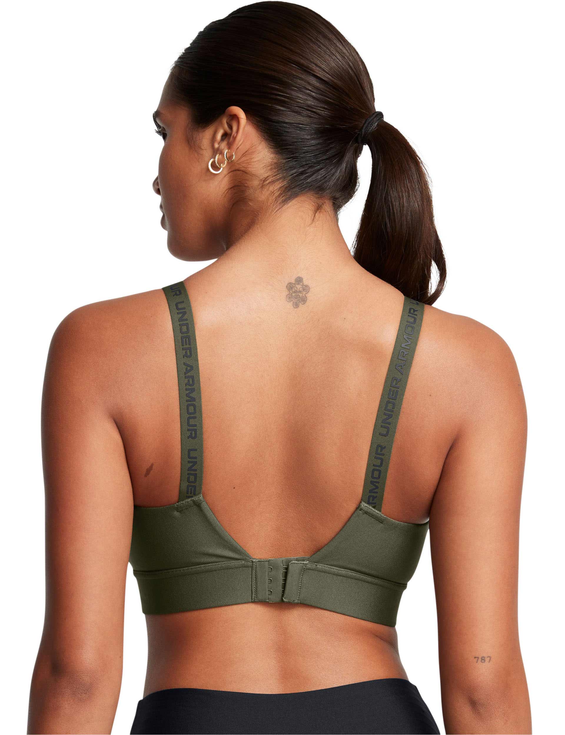 Infinity 2.0 Mid Impact Sports Bra for Women - Breathable & Supportive Workout Top in Marine OD Green/Black - Perfect for Running, Yoga & Gym Training