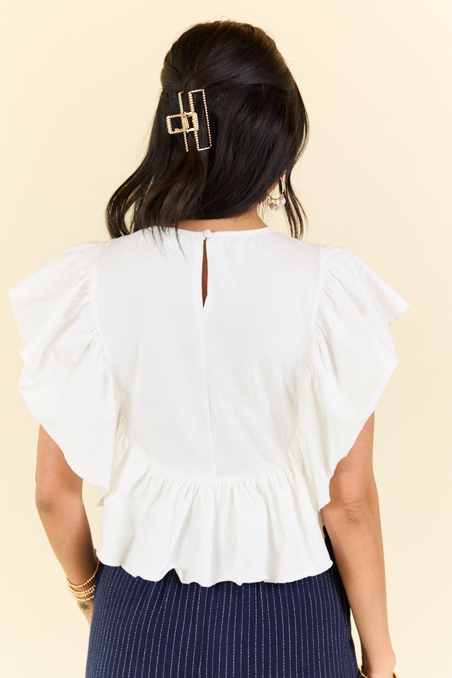 How Far You've Come White Smocked Knit Top - Women's Casual Lace Blouse for Summer, Date Night & Special Occasions