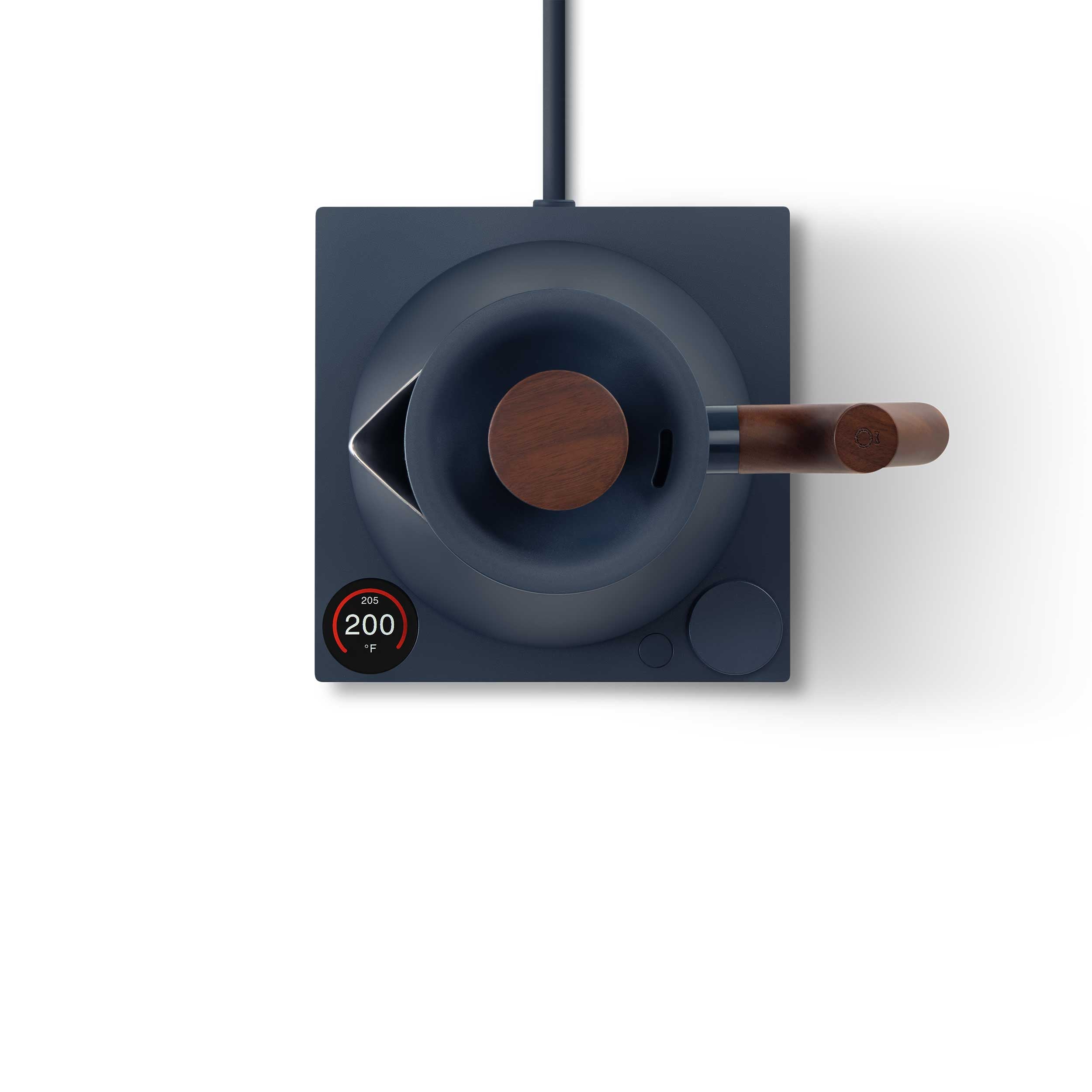 Fellow Corvo EKG Pro Electric Kettle - Fast Heating, Precise Temperature Control, Stone Blue with Walnut Accent - Perfect for Coffee, Tea & Pour Over Brewing at Home or Office