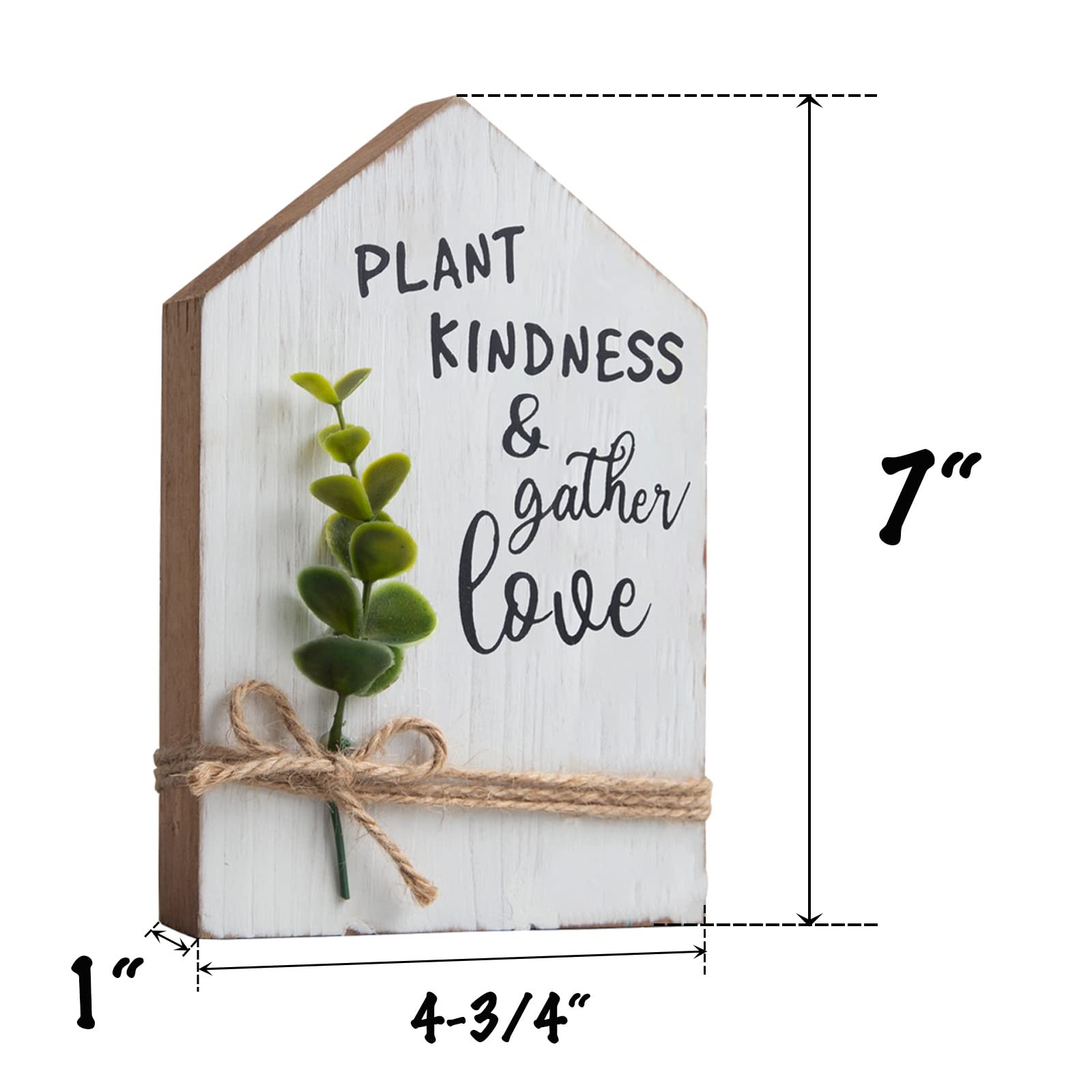 COLLECTIVE HOME - Rustic Wooden Spring Decorations with Eucalyptus, Home & Office Decor Accents, Farmhouse Desk Signs for Bedroom, Living Room - Perfect for Seasonal Home Styling & Gift Giving