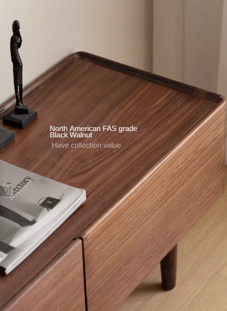 Modern Black Walnut Solid Wood TV Stand - Minimalist Entertainment Center for Living Room, Home Theater & Media Storage