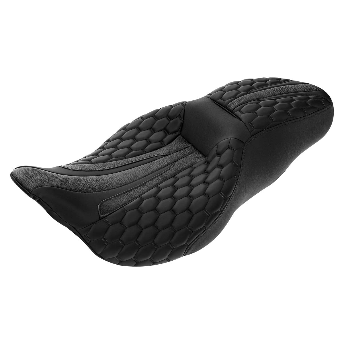 SLMOTO One-Piece 2-Up Motorcycle Seat for Harley Touring Models - Compatible with Road King, CVO Road Street, Electra Glide Ultra Classic (2009-2023) & Road King Special FLHRXS (2017-2023) - Comfortable Driver & Passenger Seat for Long Rides and Road Trips