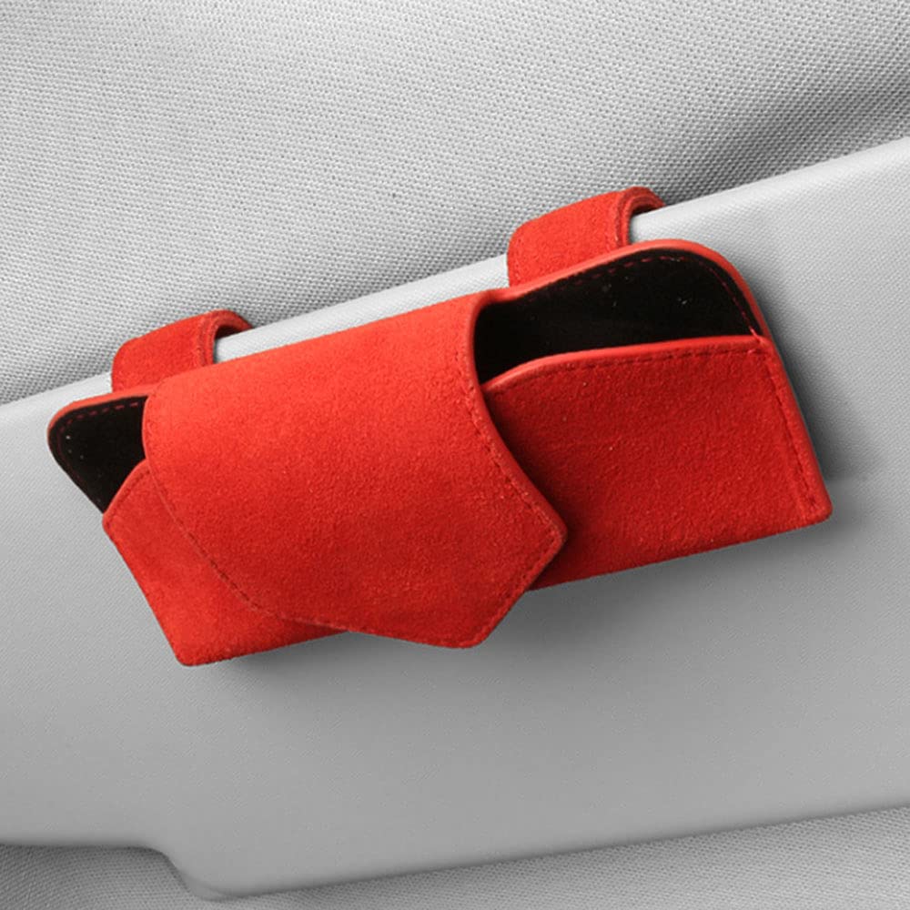 Premium Leather Car Visor Sunglasses Holder Clip - Secure & Stylish Eyeglass Storage for Sun Visor - Perfect for Driving, Road Trips & Daily Commute