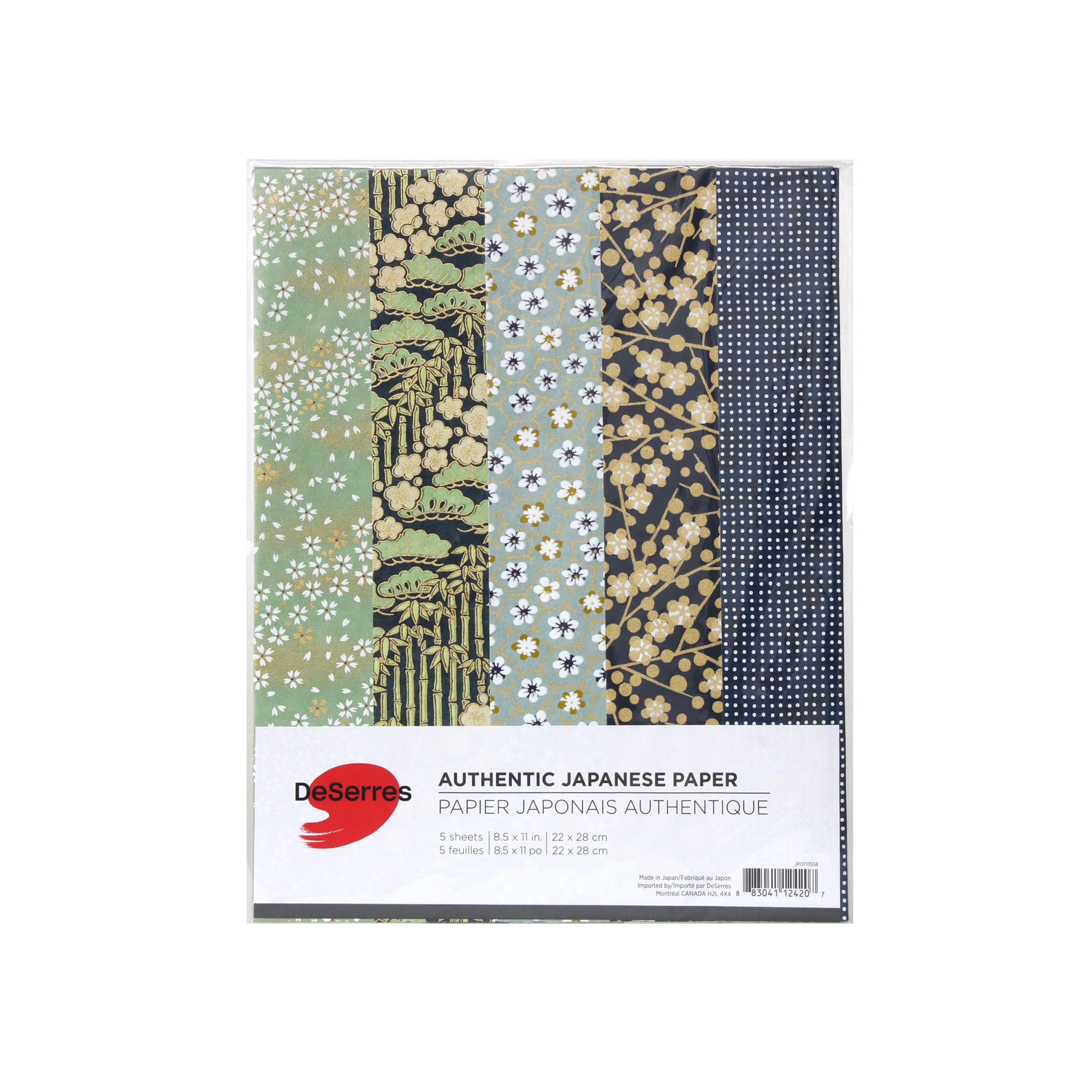 5-Sheet Premium Authentic Japanese Washi Paper Pack - Assorted Colors & Patterns for Scrapbooking, Origami, Calligraphy & DIY Crafts