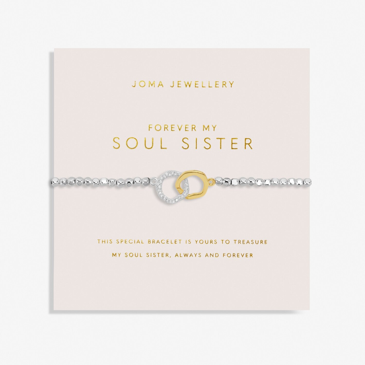Joma Jewellery Bracelet - Forever Yours Forever My Soul Sister - Sterling Silver Friendship Bracelet for Women - Perfect Gift for Best Friends, Sisters & Loved Ones - Ideal for Anniversaries, Birthdays & Special Occasions