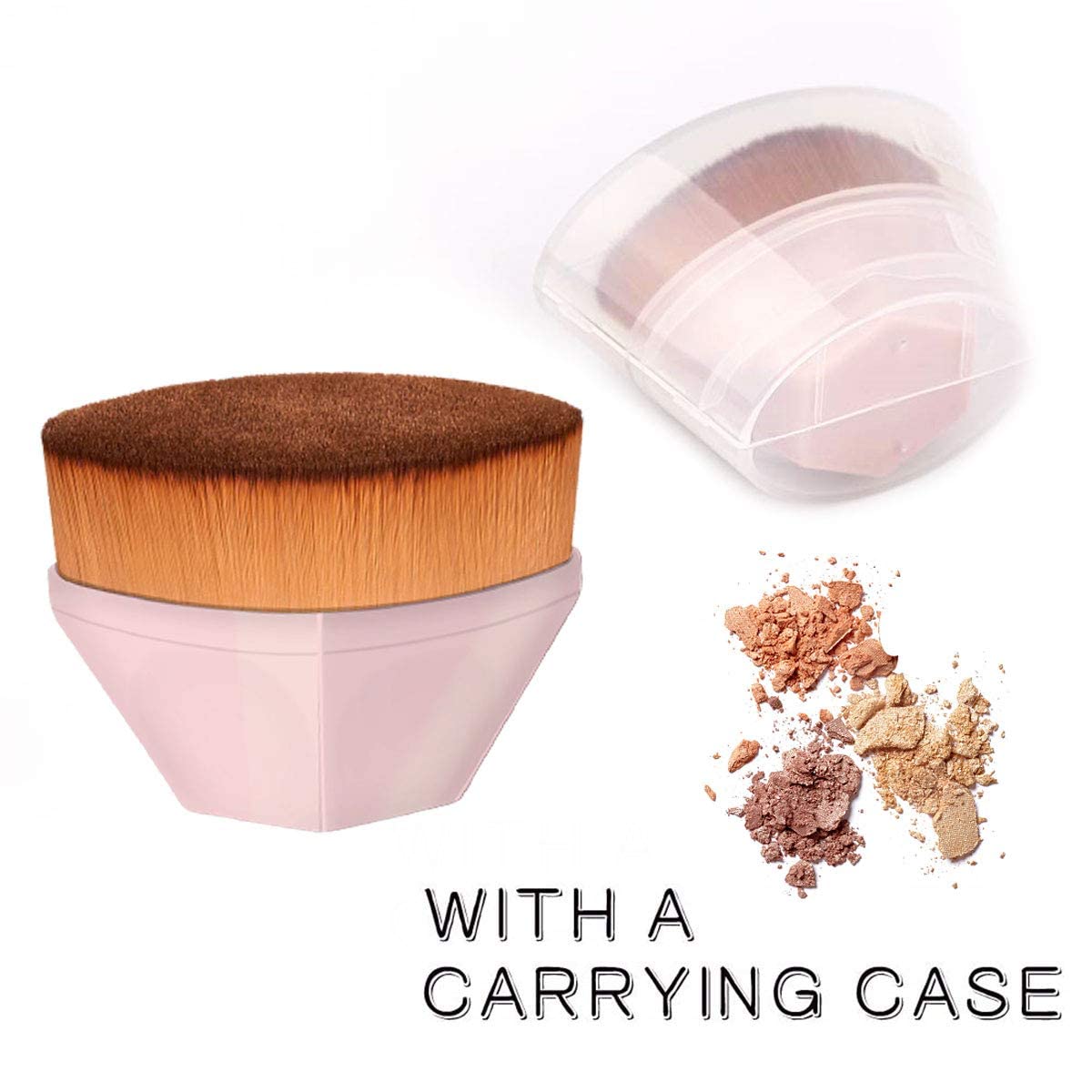 FRAGLOW Professional Foundation Makeup Brush - Soft Bristle Face Blush Brush for Liquid, Cream & Powder Cosmetics - Perfect for Blending & Contouring - Includes Protective Travel Case (Pink) | Ideal for Daily Makeup, Professional Use & Travel