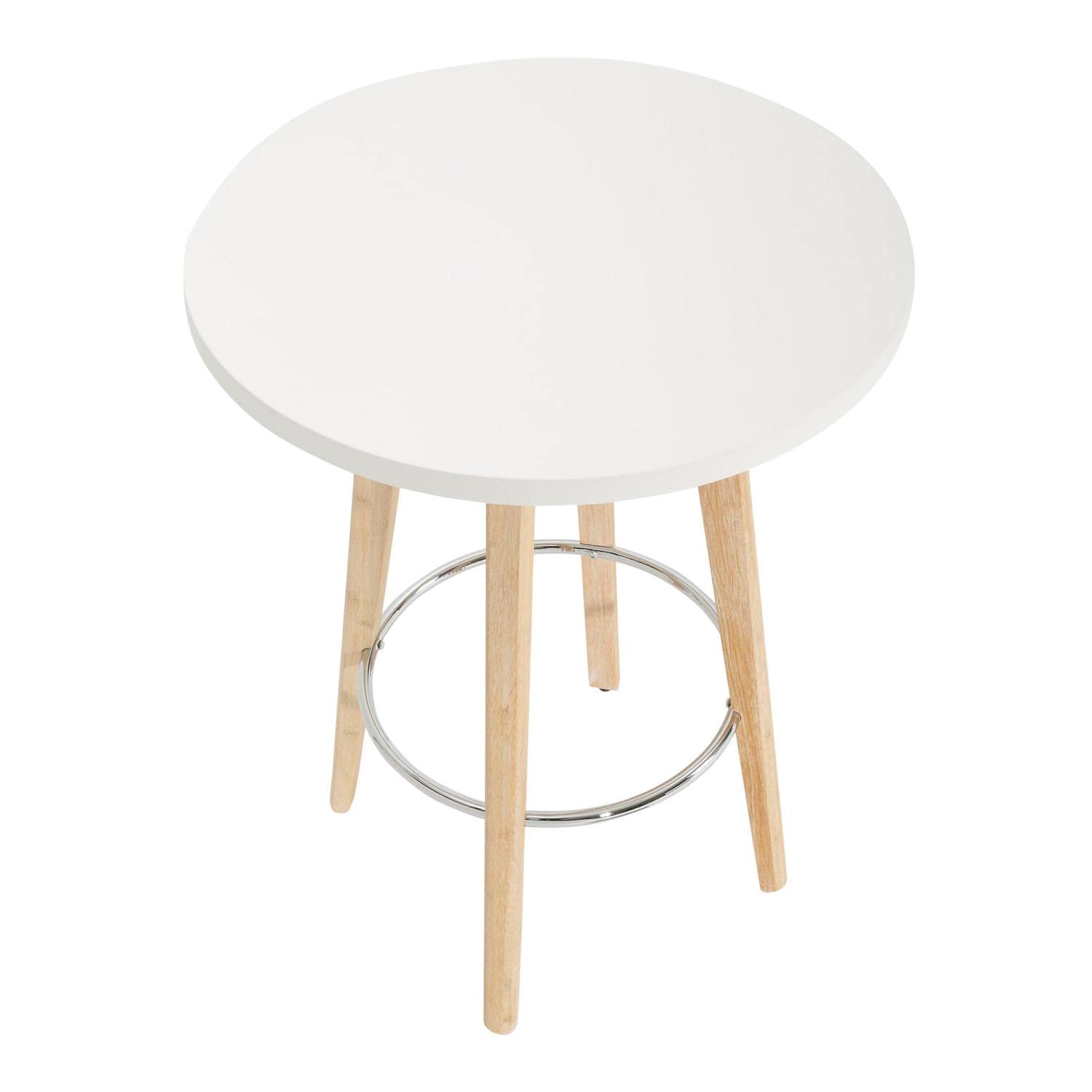 LumiSource Ahoy Round Counter Height Table - White Washed Wood, Chrome & White MDF - Perfect for Kitchen Islands, Breakfast Nooks & Small Space Dining