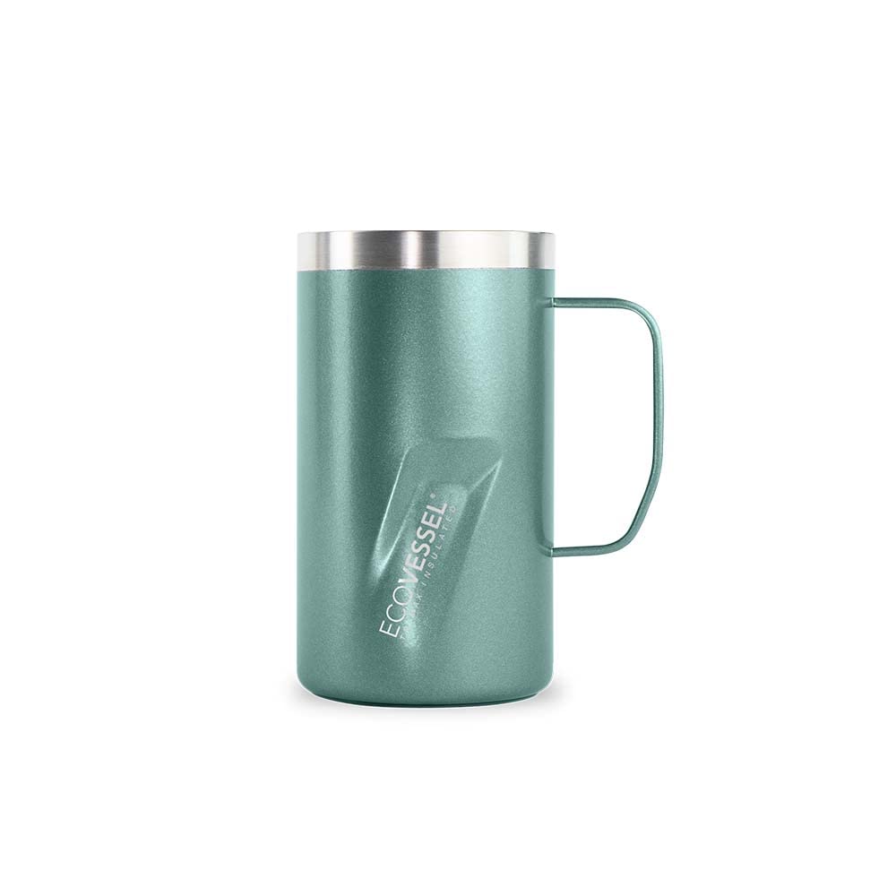 EcoVessel Transit Trimax Triple Insulated Stainless Steel Travel Mug - 16oz Leak Proof Coffee Tumbler with Slider Lid & Ergonomic Handle (Aqua Jade) - Perfect for Commuting, Office Use & Outdoor Adventures