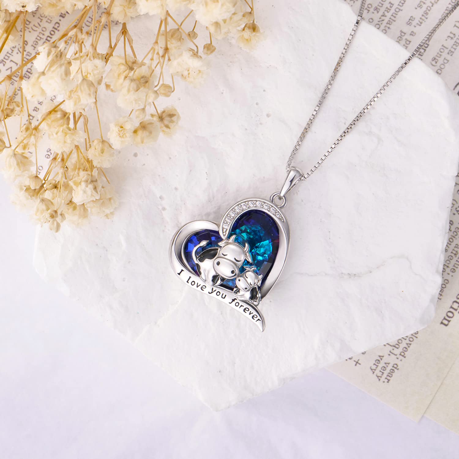925 Sterling Silver Cow Necklace for Women - Unique Mother’s Day Gift for Mom, Girls, Her - Cow Pendant Jewelry for Birthday, Anniversary, and Everyday Wear