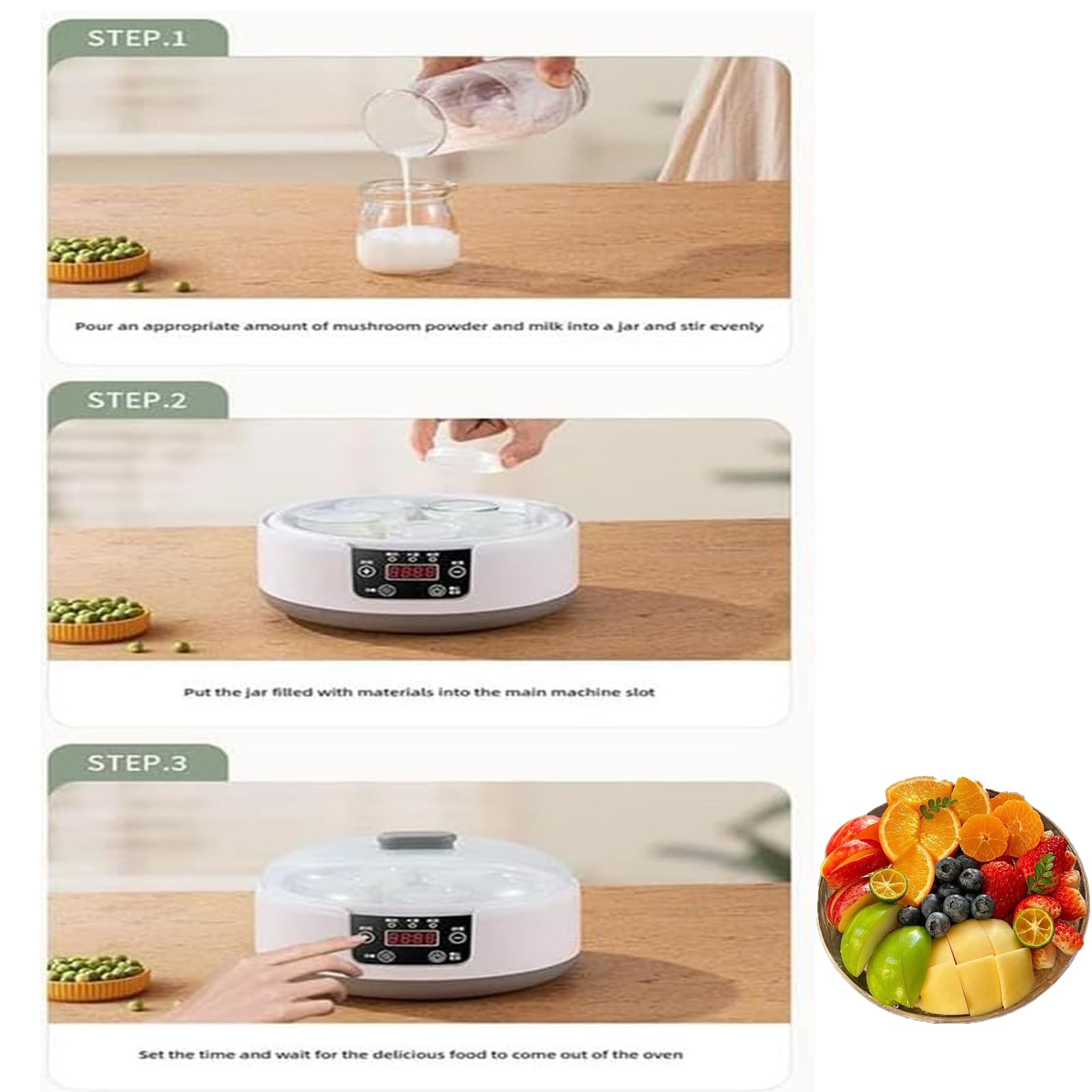 Probiotic Yogurt Maker Machine with LCD Display & Adjustable Temperature Control - 36 Hour Fermentation for Homemade Greek Yogurt - Perfect for Healthy Breakfast, Snacks, and Gut Health Improvement