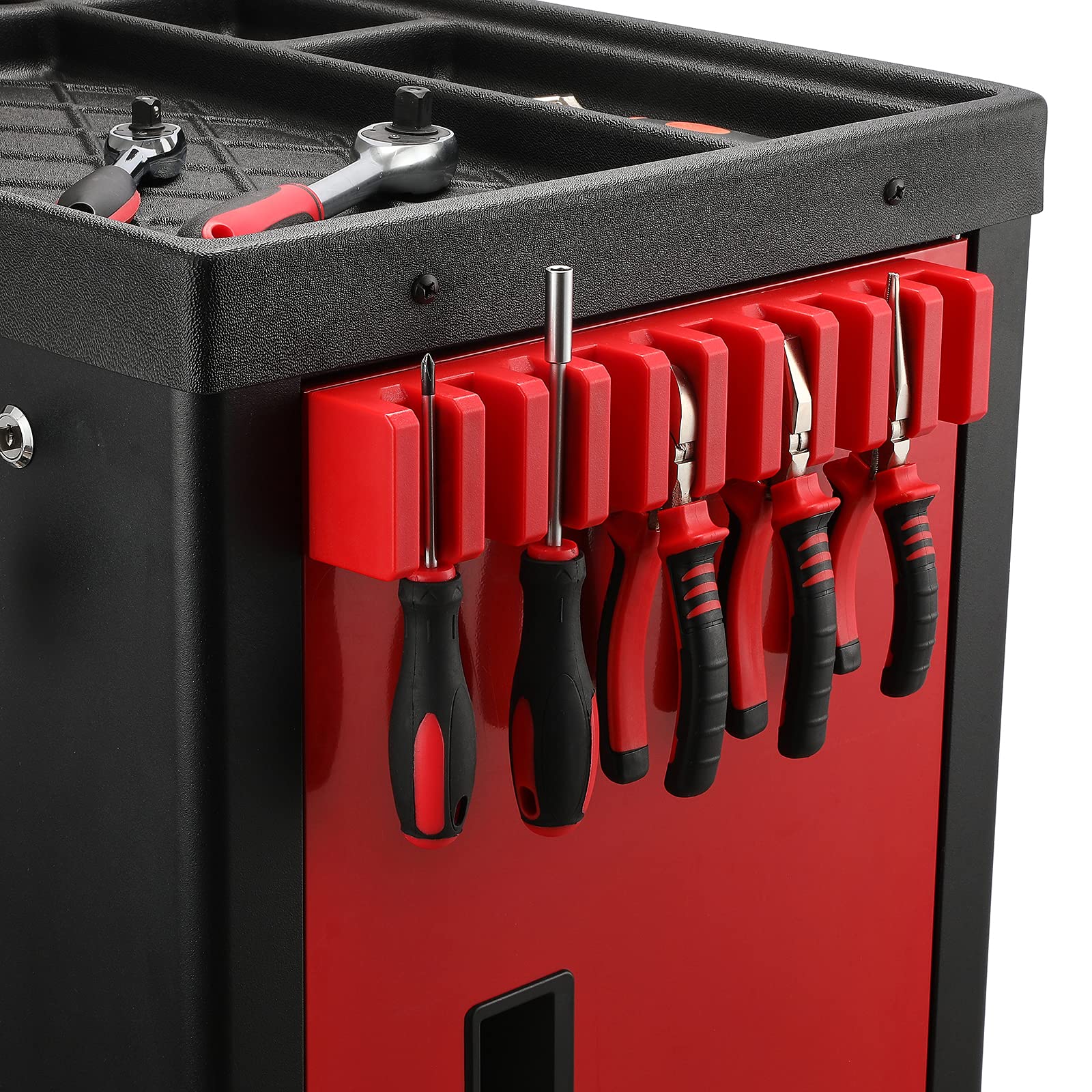 EMENTOL Red Magnetic Plier & Wrench Holder - 10-Piece Tool Organizer Set with Modular Screwdriver Storage | Perfect for Garage, Workshop & DIY Projects