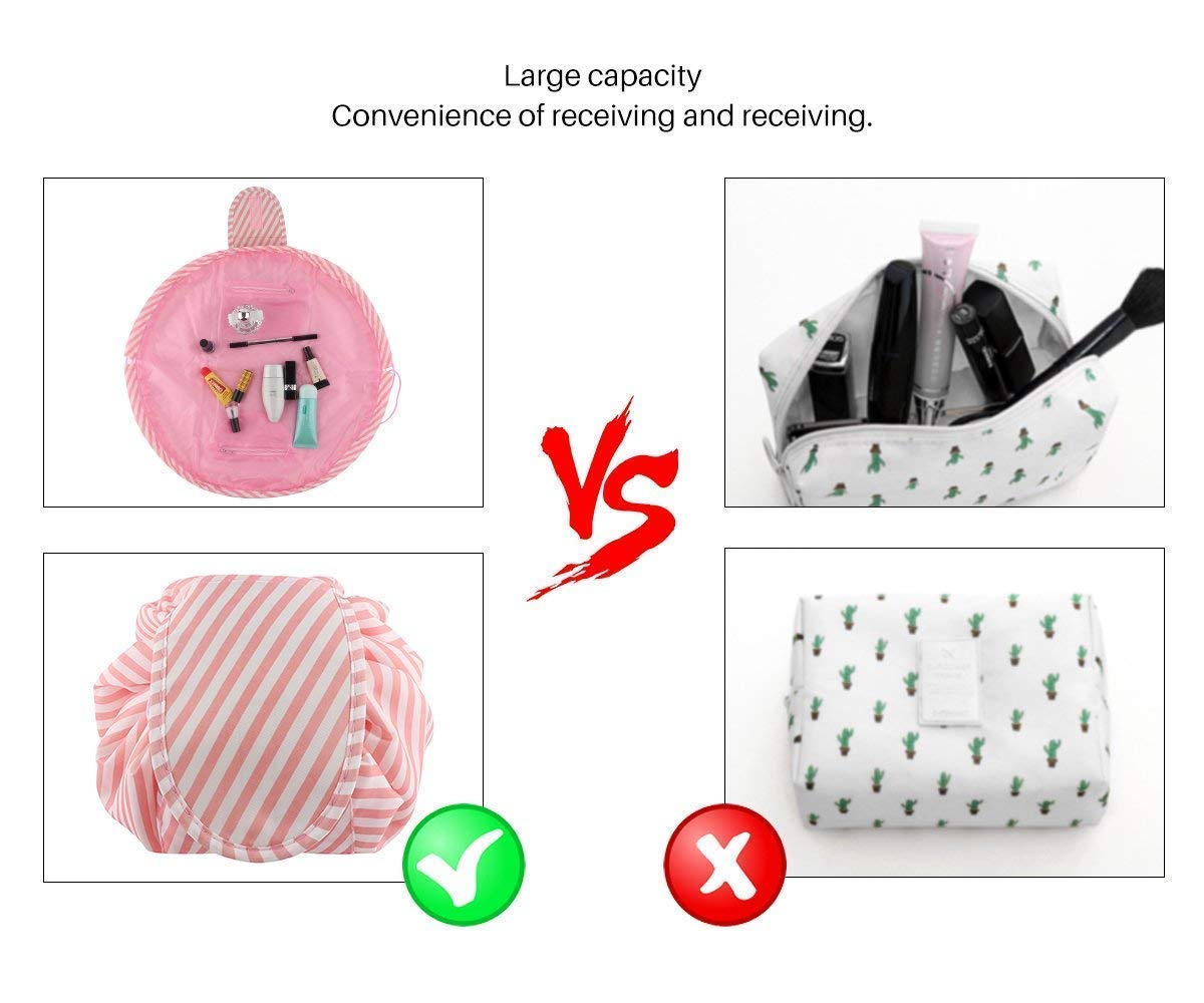 Cluemart Pink Barrel Shaped Cosmetic Makeup Bag - Waterproof Travel Organizer Pouch for Toiletries & Beauty Essentials | Perfect for Vacation, Gym, and Daily Use