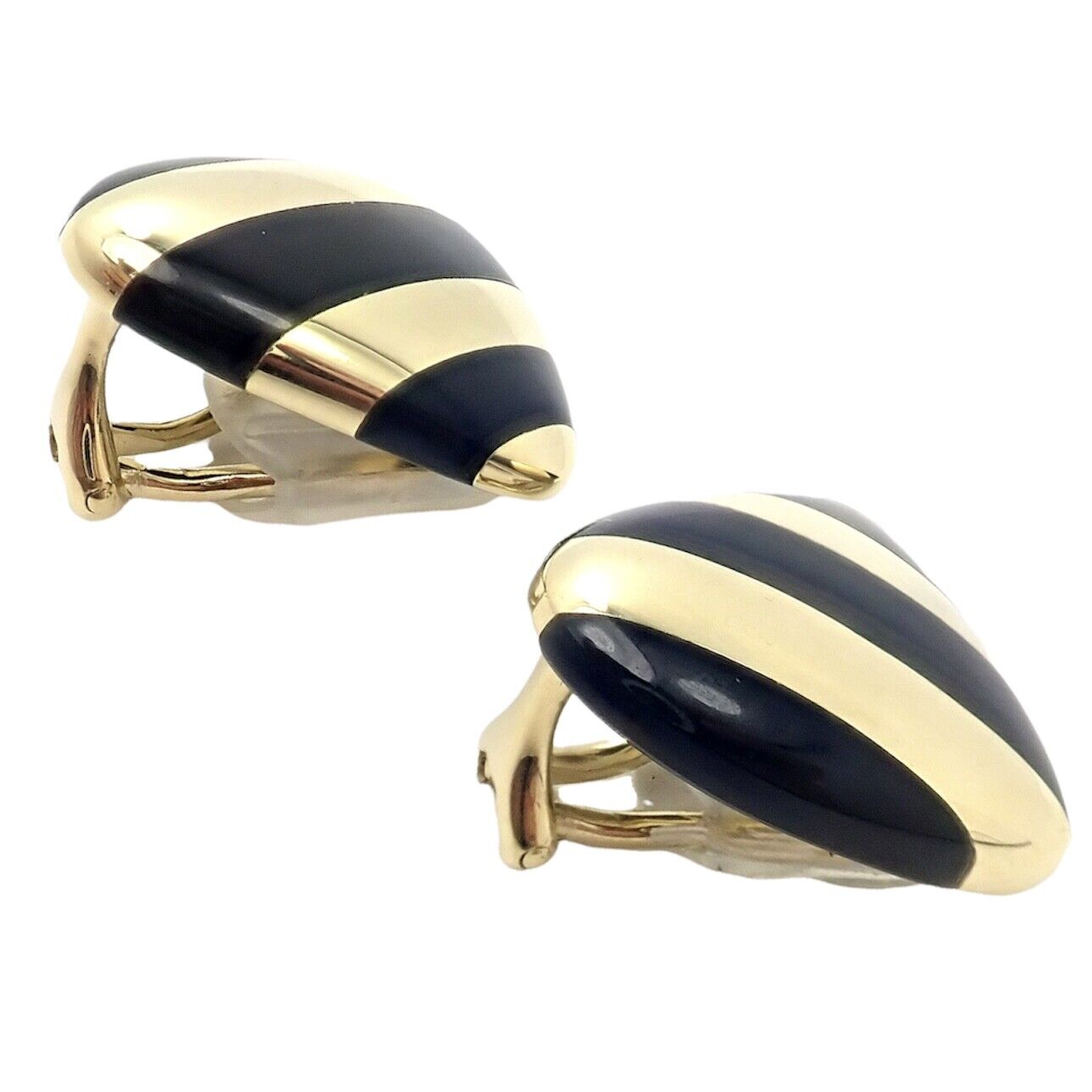 Tiffany & Co Angela Cummings 18k Yellow Gold Black Jade Inlaid Earrings for Women - Luxury Jewelry Gift for Anniversary, Wedding & Special Occasions