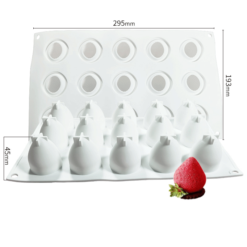 Strawberry-Shaped Silicone Candle Mold - 45mm Height - Perfect for DIY Candles, Soaps, Chocolates & Baking Decorations