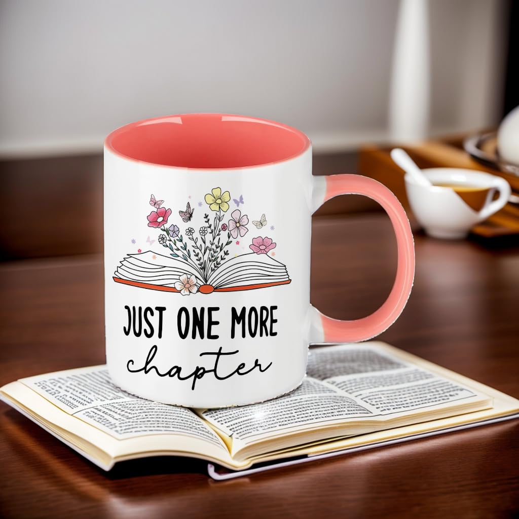 Just One More Chapter Mug - Perfect Book Lover Gift for Women, Librarian Coffee Cup | Ideal for Reading, Book Club Meetings & Cozy Reading Nook