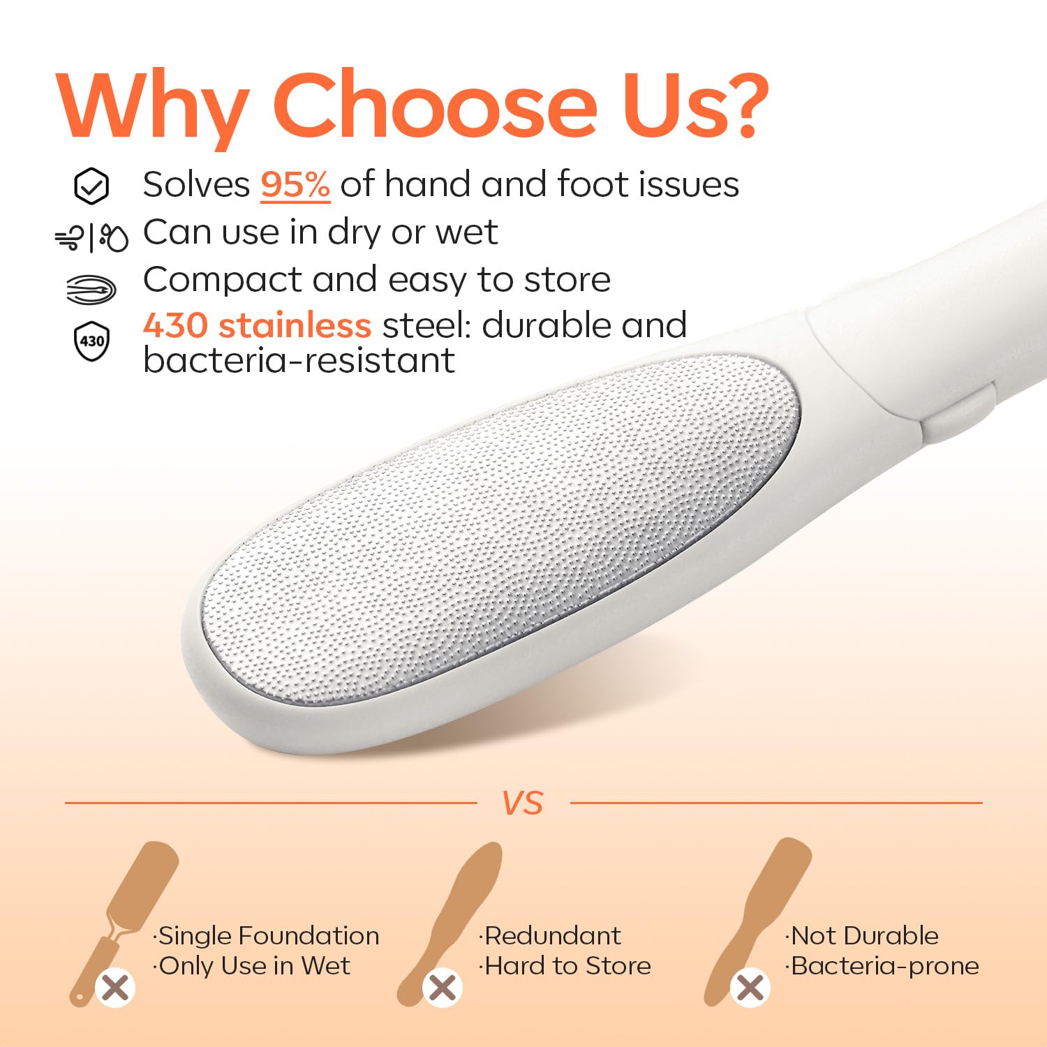 Modelones Mini Foot File Callus Remover - 2-in-1 Pedicure Tool with Double-Sided Foot Rasp & Dead Skin Fork - Safe & Lightweight Foot Sander for Smooth Feet - Perfect for Daily Hand & Foot Care at Home, Salon or Travel