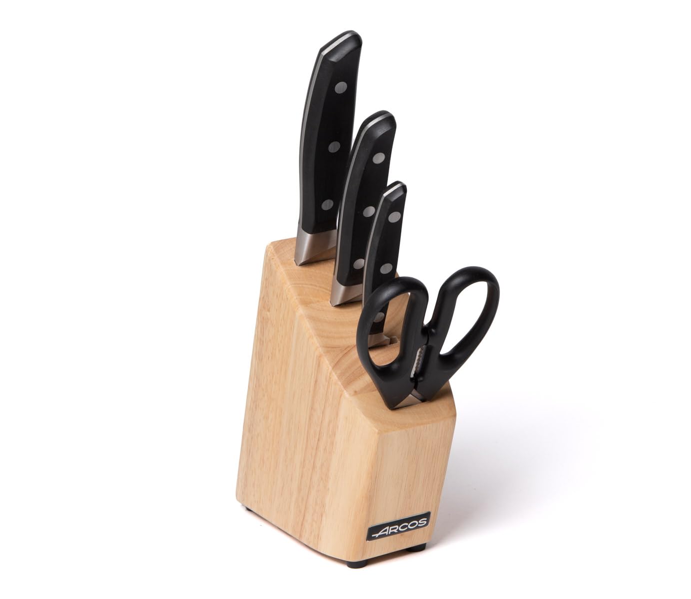 Arcos Nitrum 4-Piece Professional Knife Set - Stainless Steel Blades, Ergonomic POM Handle - Perfect for Slicing Meat, Bones & Kitchen Prep - Manhattan Series in Black