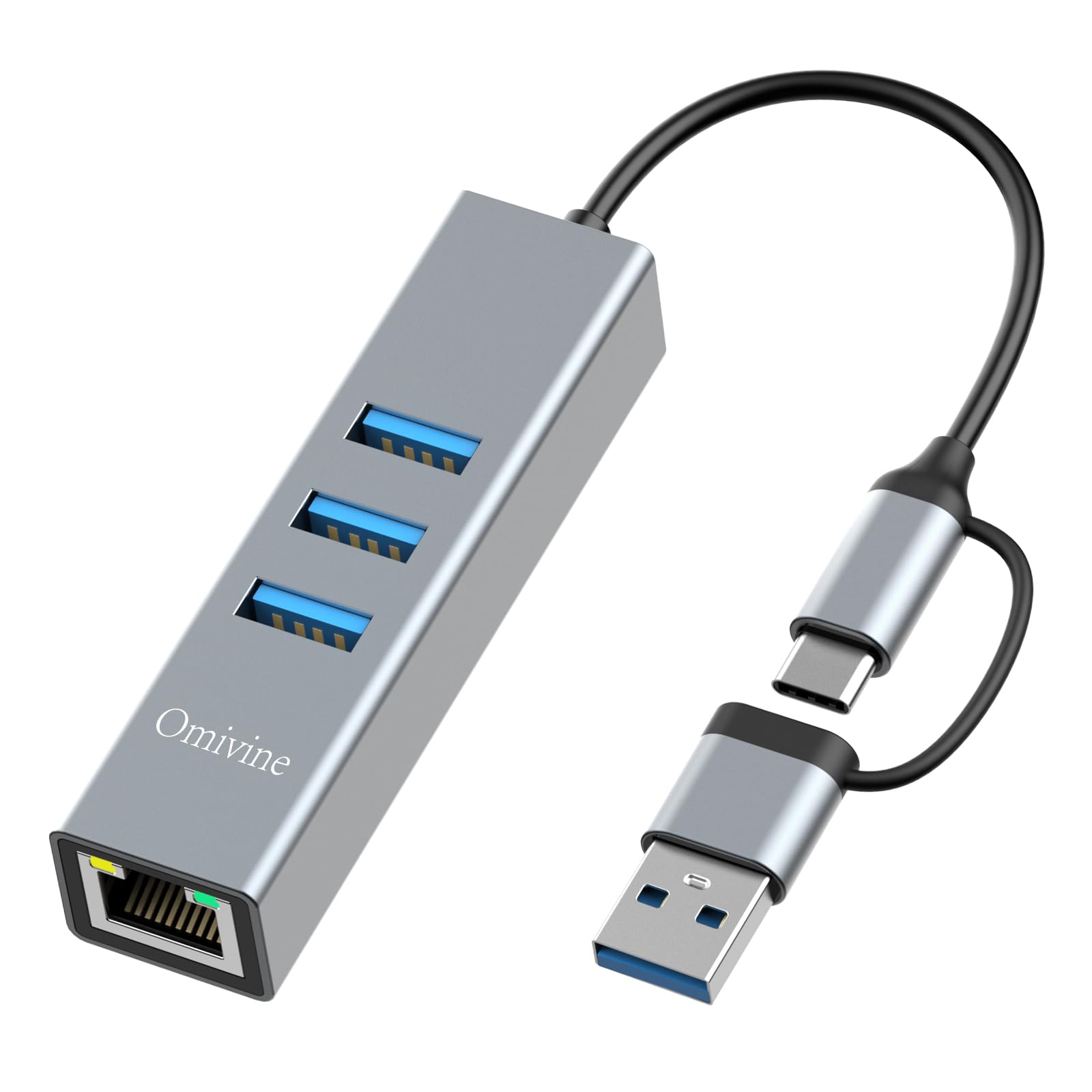 USB 3.0 to Ethernet Adapter with 3 Ports - Gigabit LAN for MacBook, Surface Pro - Home & Office Use