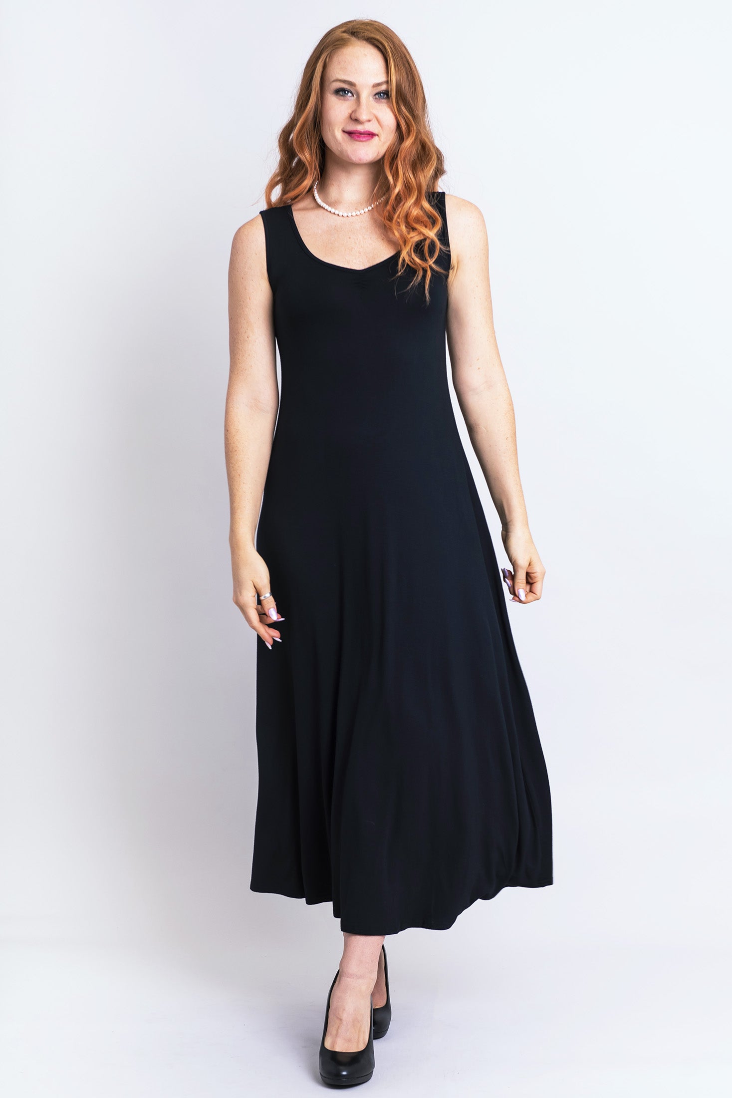 Lanai Sleeveless Dress for Women - Soft Bamboo Fabric Summer Dress in Black | Perfect for Beach Vacations, Garden Parties & Casual Outings