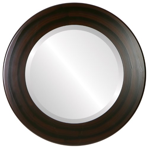 Ovalcrest 22x22 Inch Round Beveled Wall Mirror - Mocha Cafe Style Home Decor - Perfect for Living Room, Bedroom & Entryway Decorations
