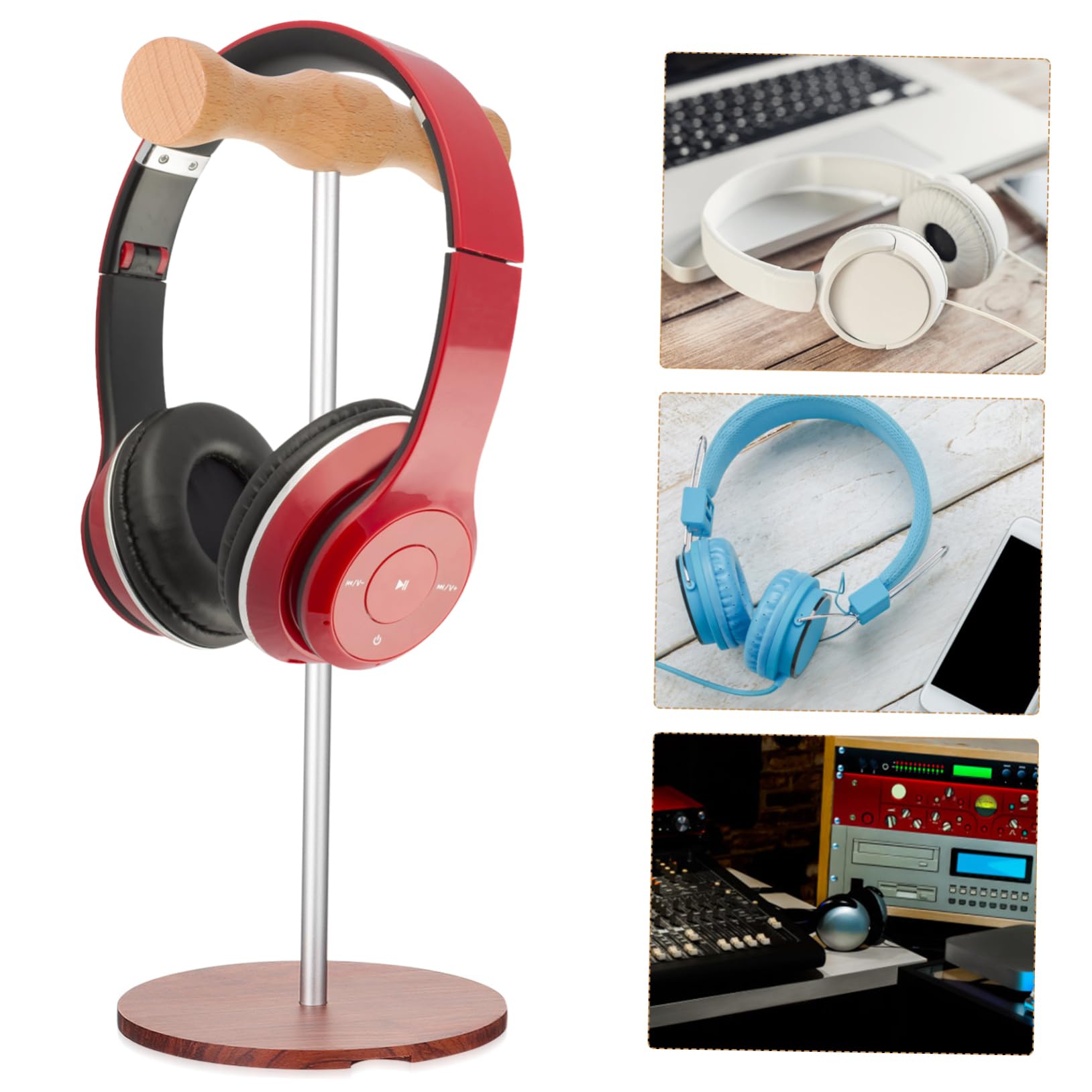Hemobllo 2 Pack Wooden Headphone Stand with Non-Slip Base - Premium Headset Holder for Gaming, Office & Home Decor - Perfect Desk Organizer for Sony, Bose, Beats Headphones