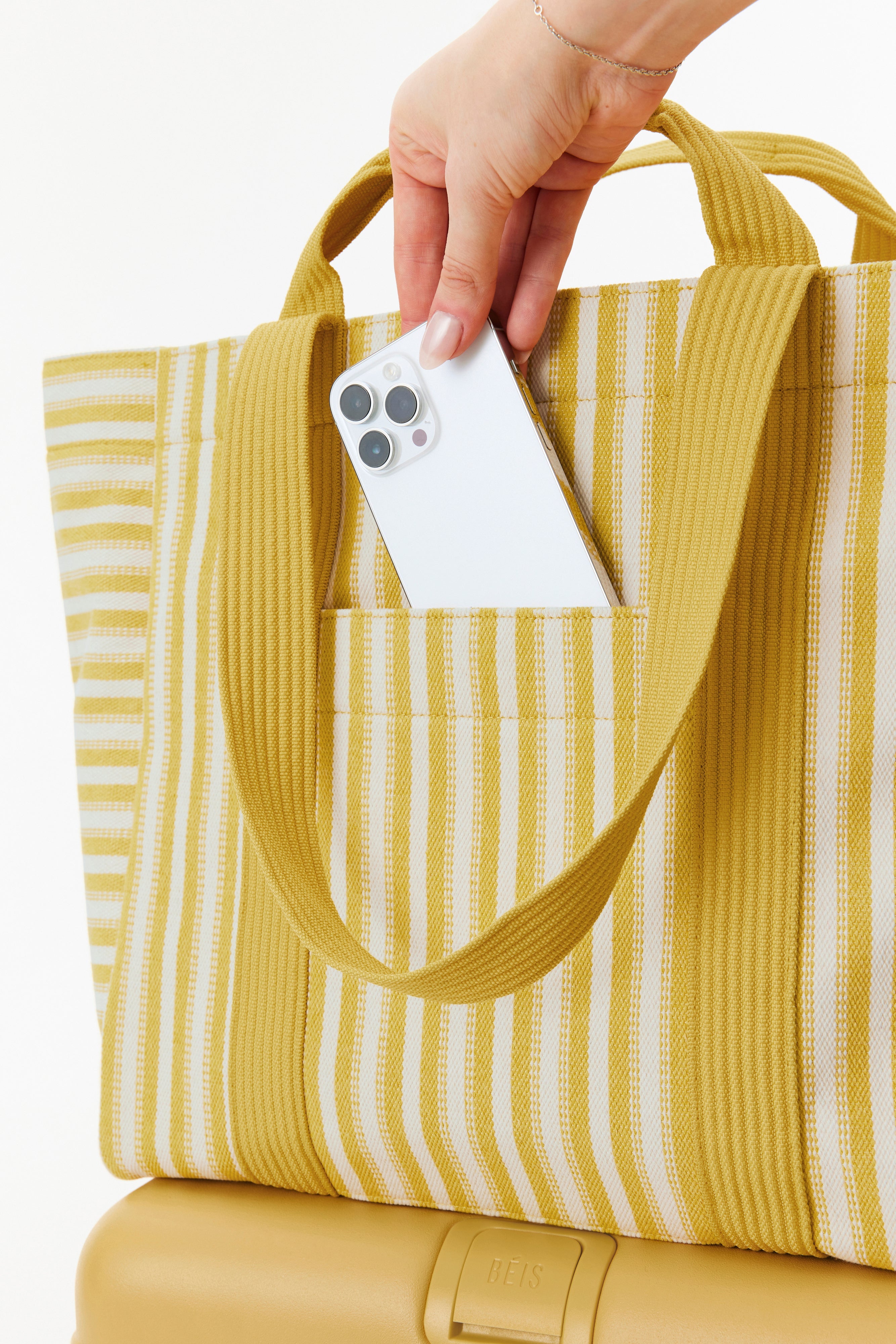Vacation Tote Bag in Honey Stripe - Stylish Beach Tote for Women, Perfect for Travel, Pool, and Summer Outings