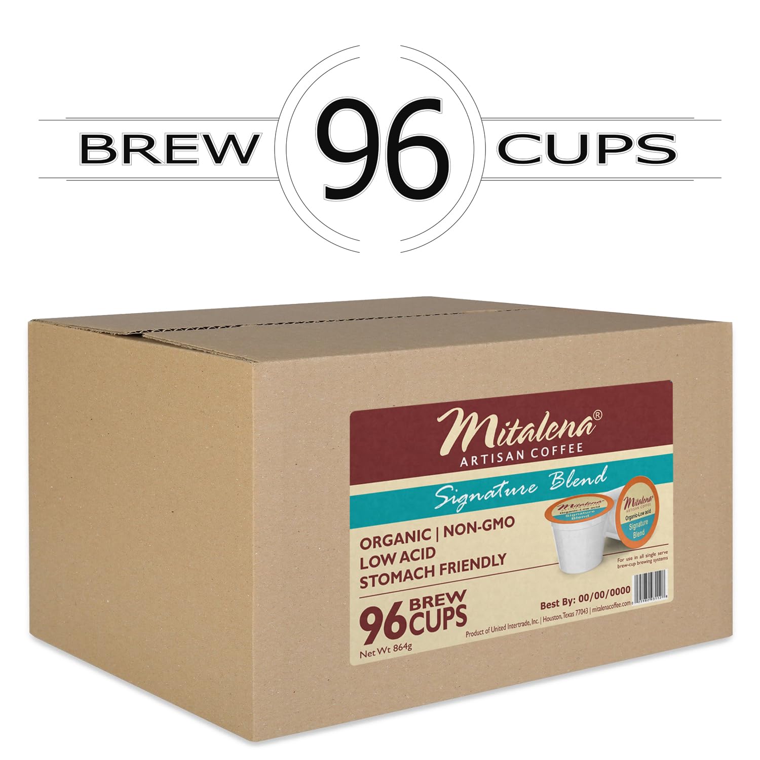Mitalena Signature Blend 96 Count Organic Low Acid Coffee Pods - Compatible with Keurig K-Cup Brewers - 100% Arabica Beans - Perfect for Home, Office & Travel Use
