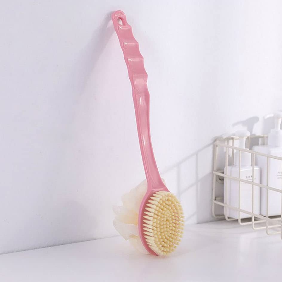 AK Ultimate 2-in-1 Bath Body Brush with Soft Loofah & Bristles - Long Handle Back Scrubber for Women & Men - Exfoliating Shower Brush for Body, Face & Spa - Perfect for Deep Cleansing & Relaxation