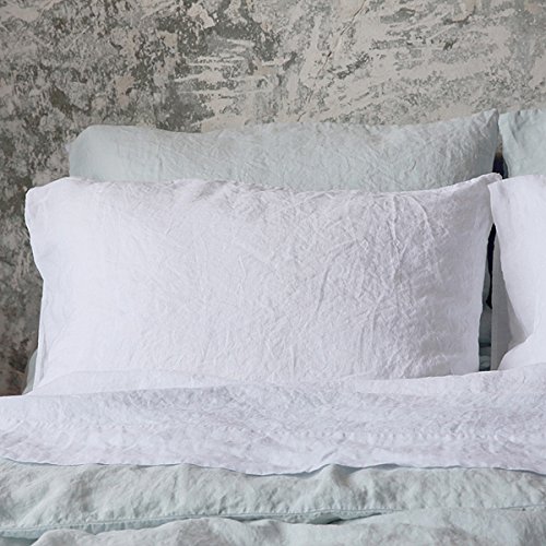 Premium Optical White Washed Cotton Pillowcase Set - Soft & Breathable Bed Linen for Side Sleepers, Hotel Style Luxury Bedding - Perfect for Master Bedroom, Guest Room & Airbnb