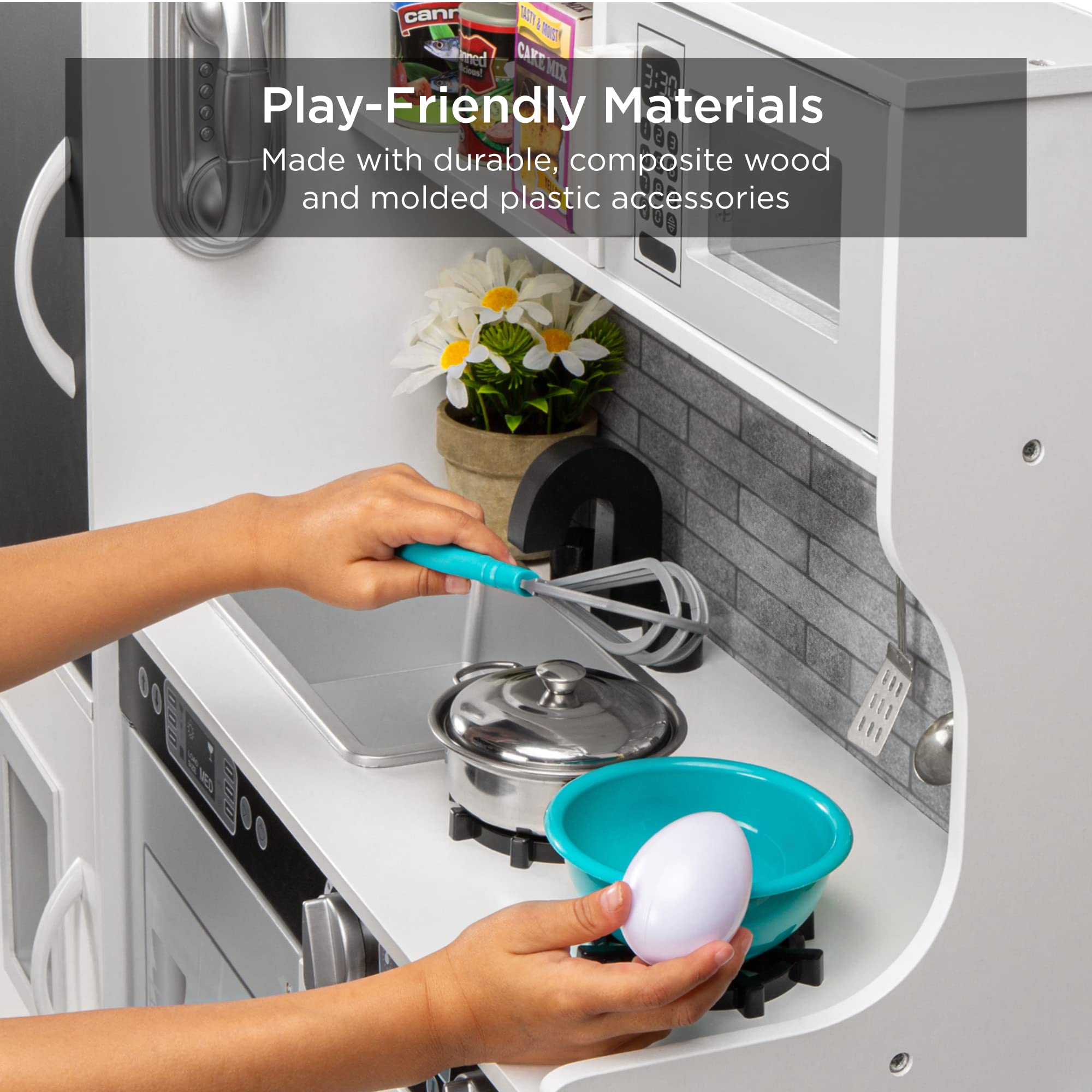 Best Wooden Pretend Play Kitchen Toy Set for Kids - Realistic Design with Telephone, Utensils, Oven, Microwave & Sink - White | Perfect for Imaginative Play, Role-Playing & Early Childhood Development