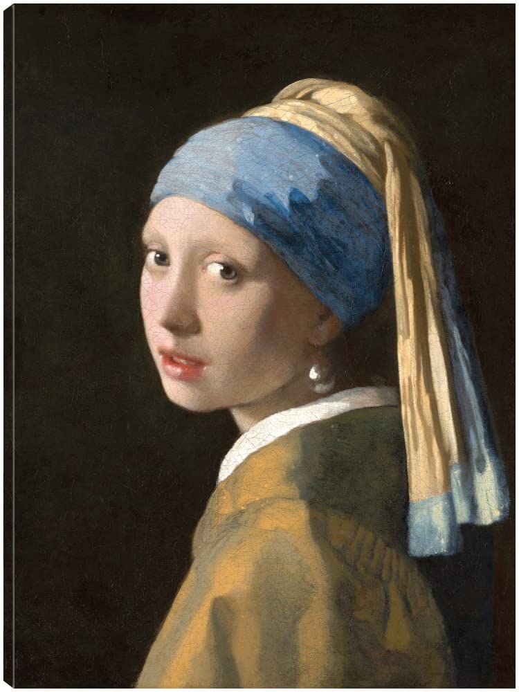 Girl with a Pearl Earring Canvas Wall Art Print by Johannes Vermeer - 24x32 Inch Fine Art Reproduction - Ready to Hang for Living Room, Bedroom, Office Decor - Classic Dutch Painting for Home & Commercial Spaces