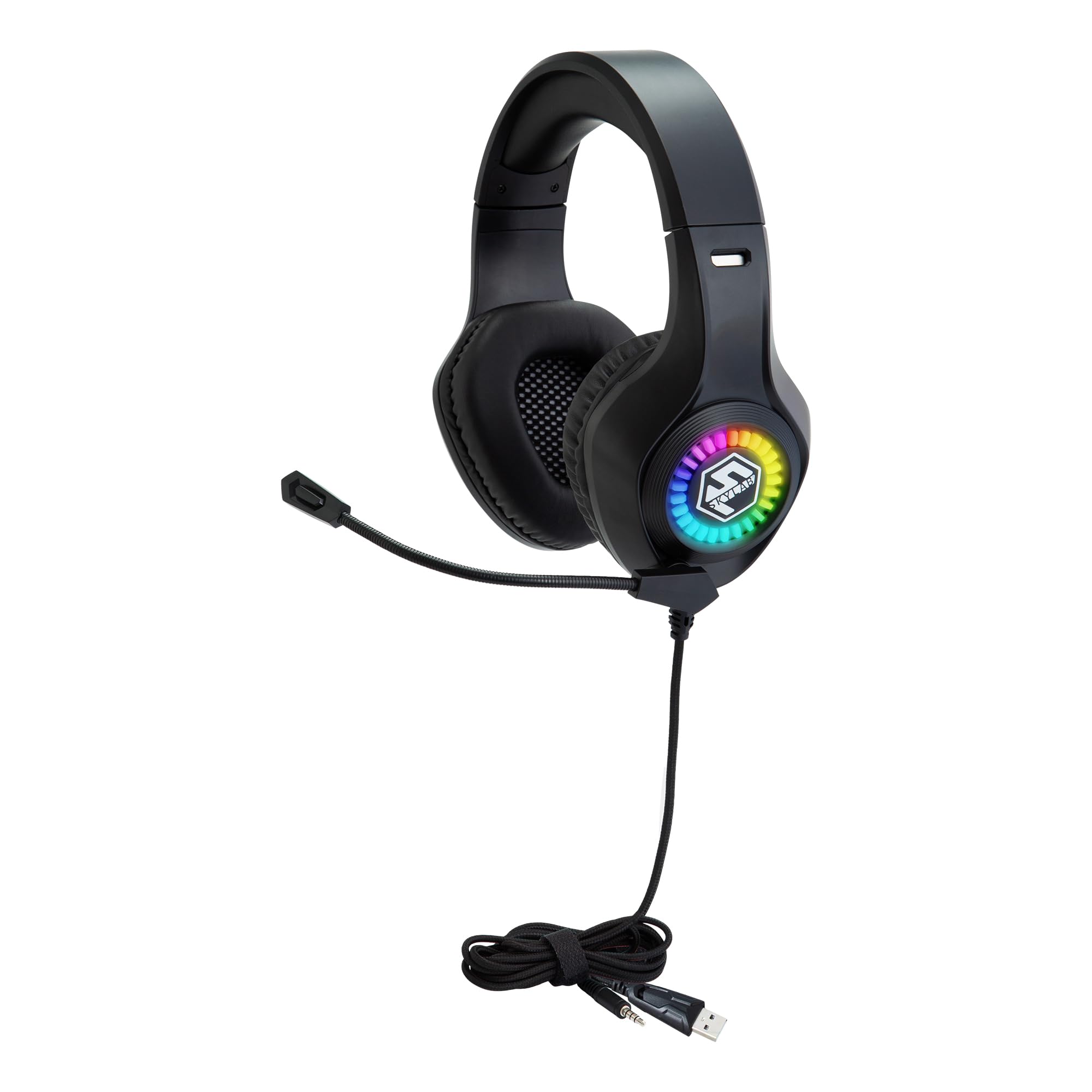 Egghead Skylab Gaming Headset with Noise Cancelling Mic & LED Lights - Ergonomic Over-Ear Headphones for PC, PS5, Xbox & Streaming - Perfect for Competitive Gaming & Late-Night Sessions