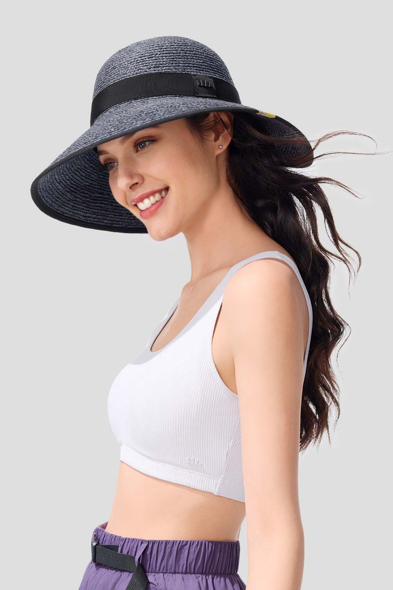 Horizon Women's Wide Brim Sun Straw Hat UPF50+ UV Protection - AL717 for Beach, Garden & Outdoor Activities
