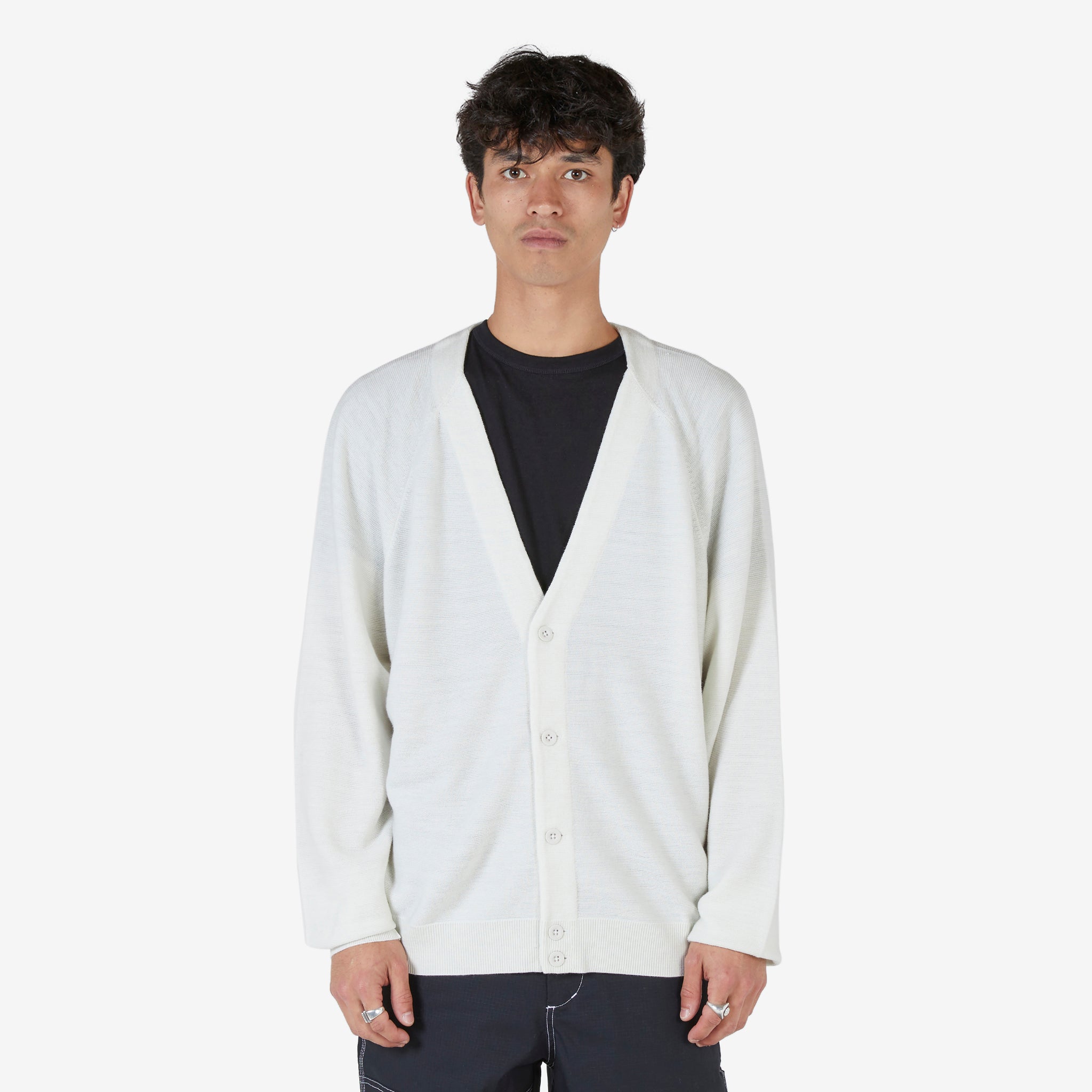 SB Skate Cardigan Light Bone | White - Stylish & Comfortable Men's Sweater for Skateboarding & Casual Wear