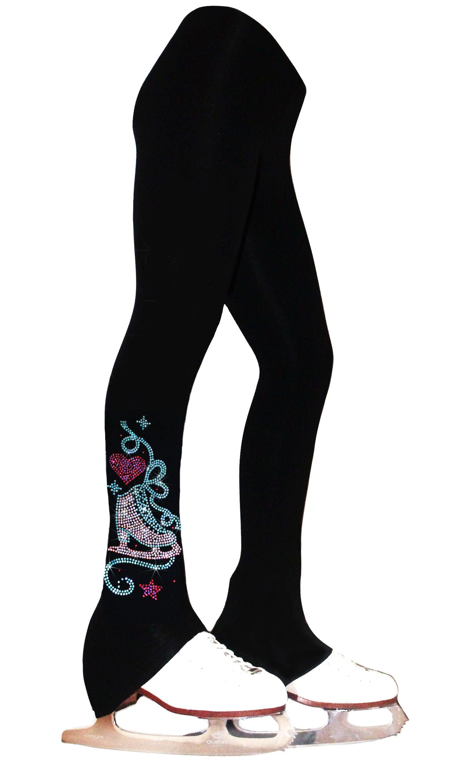 Polartec Thermal Figure Skating Pants with Heart Design - Ice & Fire Performance Leggings for Women's Competitive Skating Practice