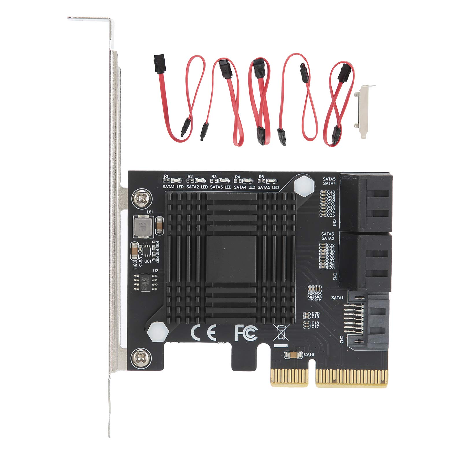 Shanrya PCIe Expansion Card for SSD/HDD - Reliable SATA Adapter with LED Indicator, Stable & Scratch-Resistant - Upgrade Desktop PC Storage for Gaming, Video Editing & Data Backup