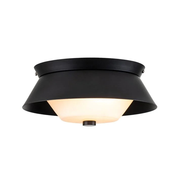 2Lt Flush Mount IP44 Waterproof LED Ceiling Light - Matte Black Finish for Bathroom, Kitchen & Indoor Lighting