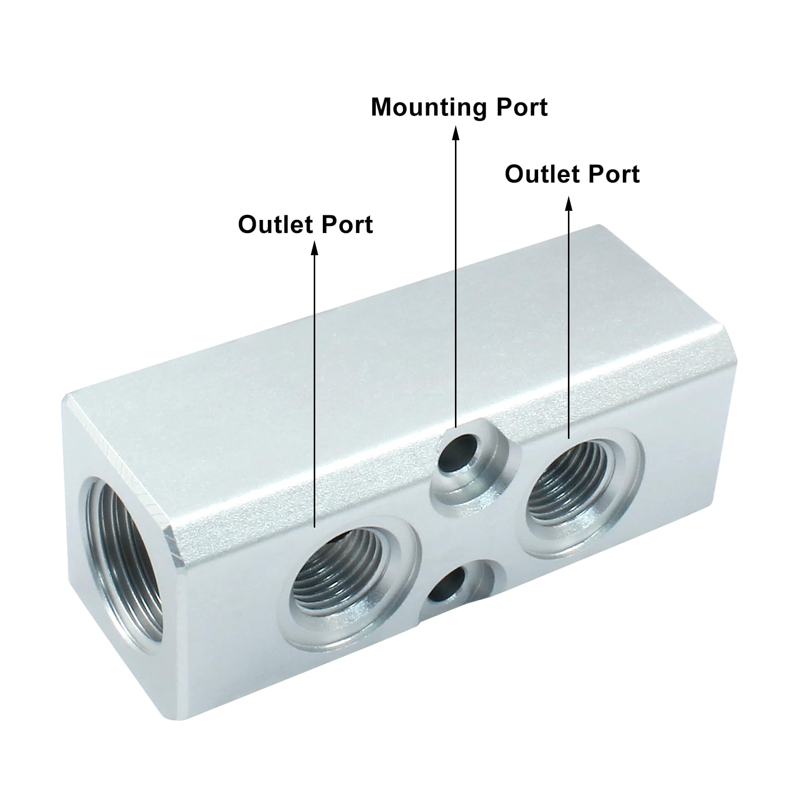 2 Way Pneumatic Manifold Air Distribution Block - G1/2 Supply Port & G1/4-Inch Output Port - High Pressure Air Compressor Manifold Fitting for Industrial Automation & Pneumatic Systems