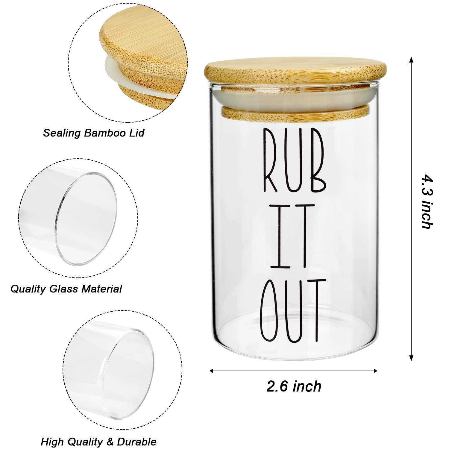 MOMEEMO Glass Apothecary Jars with Airtight Lids - Perfect for Bathroom Organization, Cotton Ball Holder, Floss Pick Storage & Home Decor - Great for Vanity Countertop, Spa Day Essentials & Gift Ideas (Includes Cotton Pads & Dental Floss)