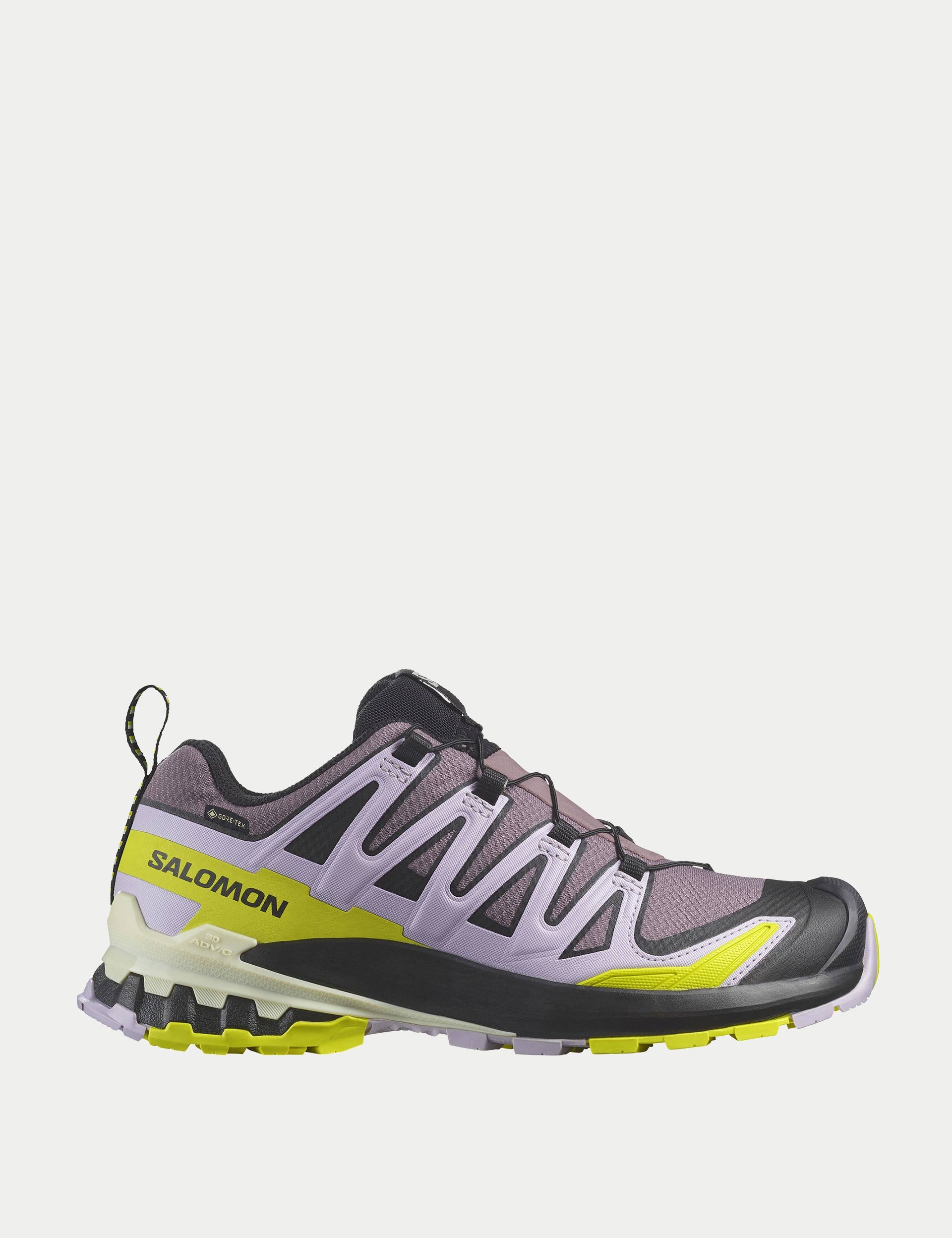 XA Pro 3D V9 Gore-Tex Trail Running Shoes - Moonscape/Orchid Petal/Sulphur Spring Color | Waterproof Hiking & Outdoor Adventure Footwear