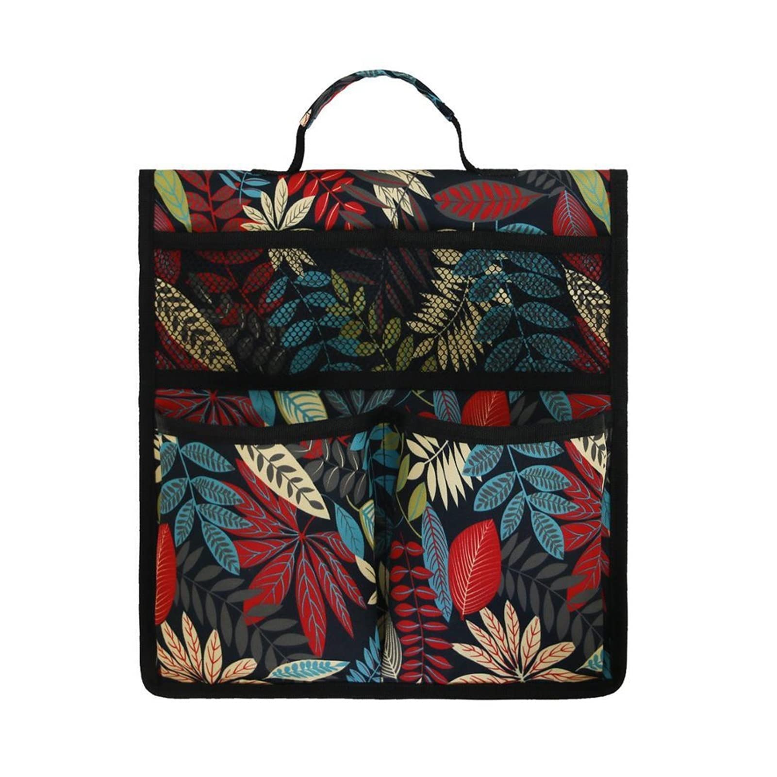 Hong Jing Portable Garden Kneeler Tool Bag - Heavy Duty Storage Organizer with Knee Stool for Gardening, Landscaping & Outdoor Work (Red Leaves Pattern) - Perfect for Planting, Weeding & Yard Maintenance