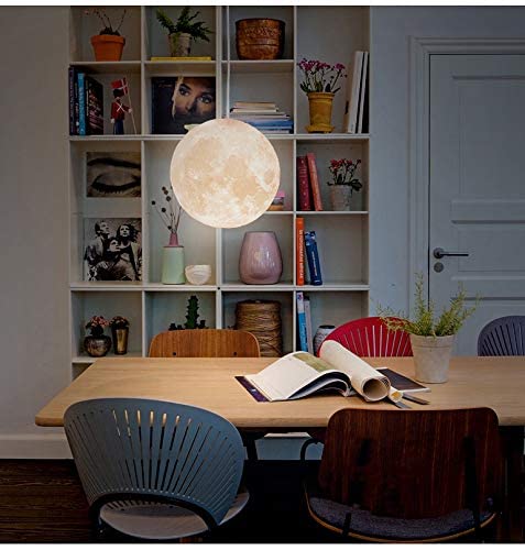 KRUIHAN Moon Pendant Ceiling Light - 25CM Dimmable LED Hanging Lamp for Kids Room, Bedroom, Living Room, Restaurant - Modern Nursery Decor & Romantic Dining Ambiance Lighting
