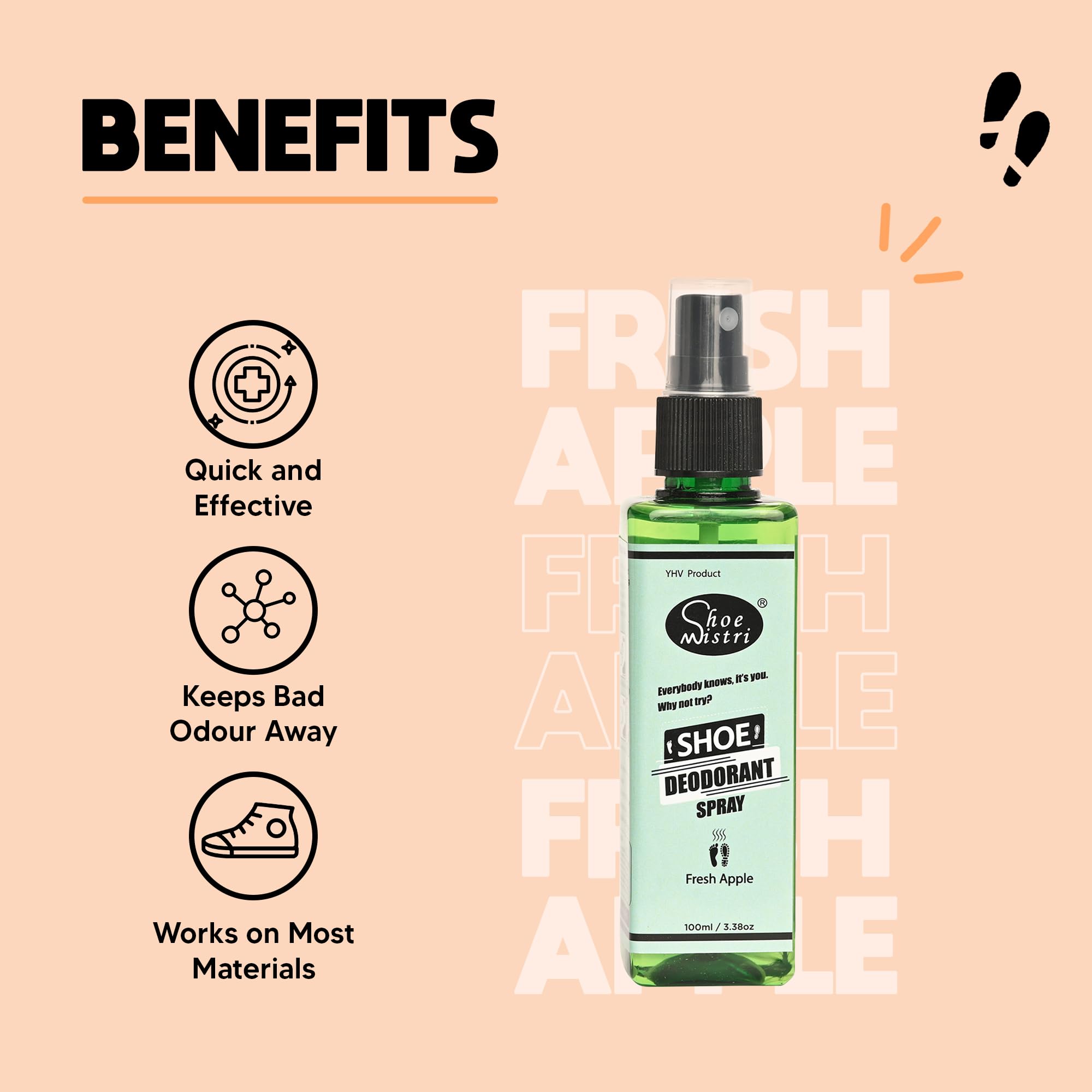 Natural Foot & Shoe Deodorant Spray - Eliminates Odor Causing Bacteria | Long-Lasting Shoe Odor Eliminator for Men & Women | Perfect for Gym Shoes, Work Boots & Daily Wear