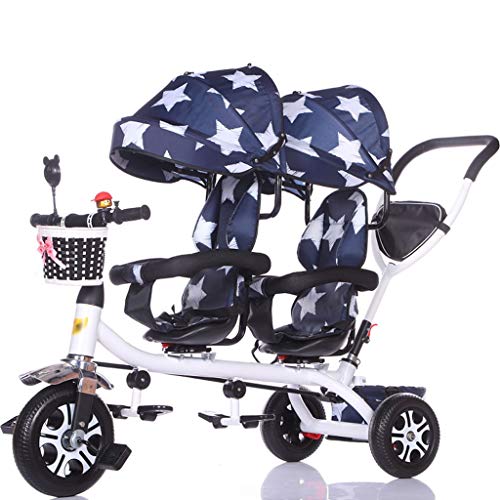 **Double Stroller for Twins - Lightweight Baby Carriage with Extended Canopy & Large Storage Basket | Perfect for Outdoor Walks, Shopping, and Family Outings (Color: Blue)**