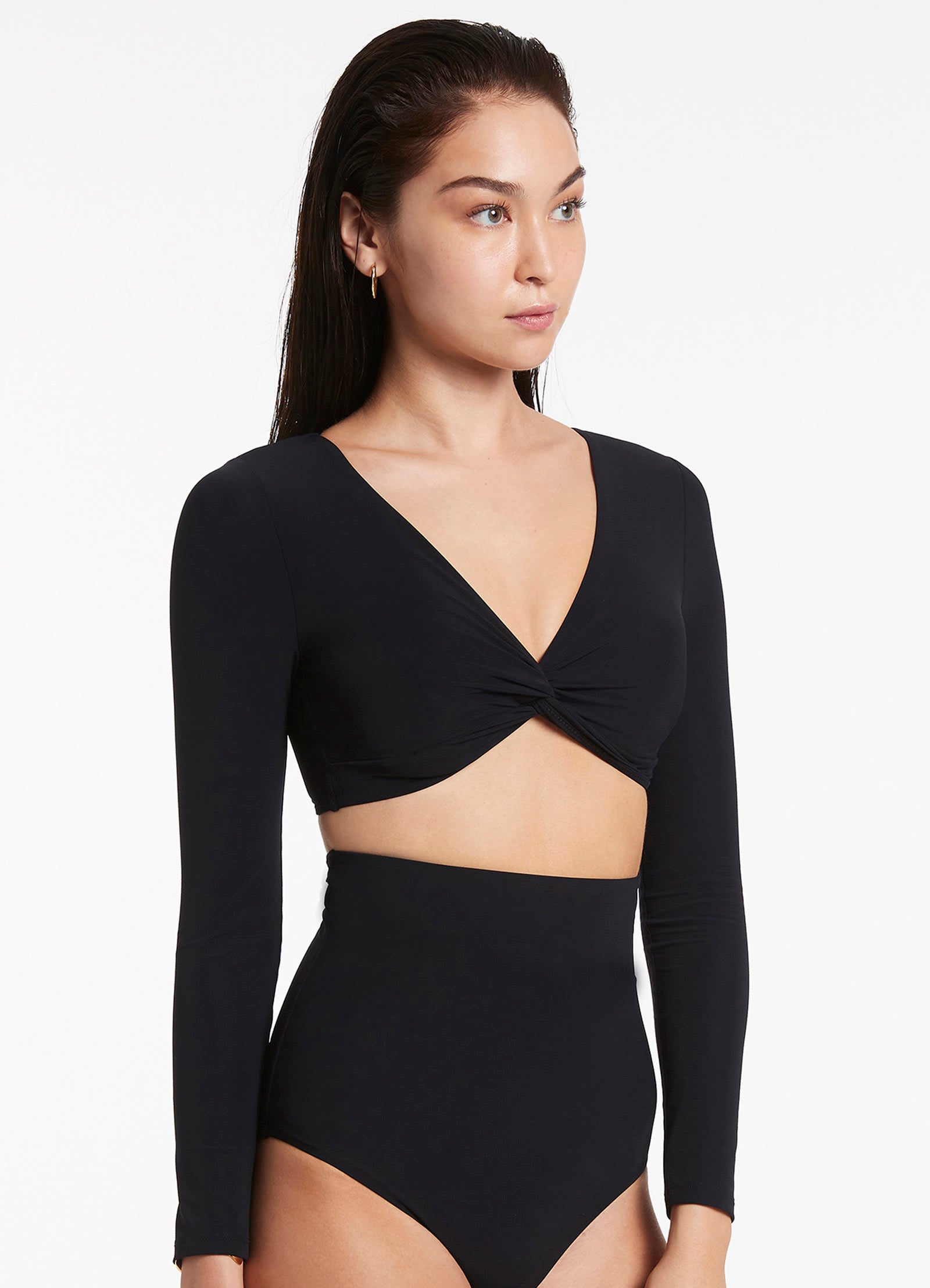 Jetset Twist Front Top for Women - Stylish Black Blouse for Casual & Party Wear | Perfect for Date Night & Office Outfits